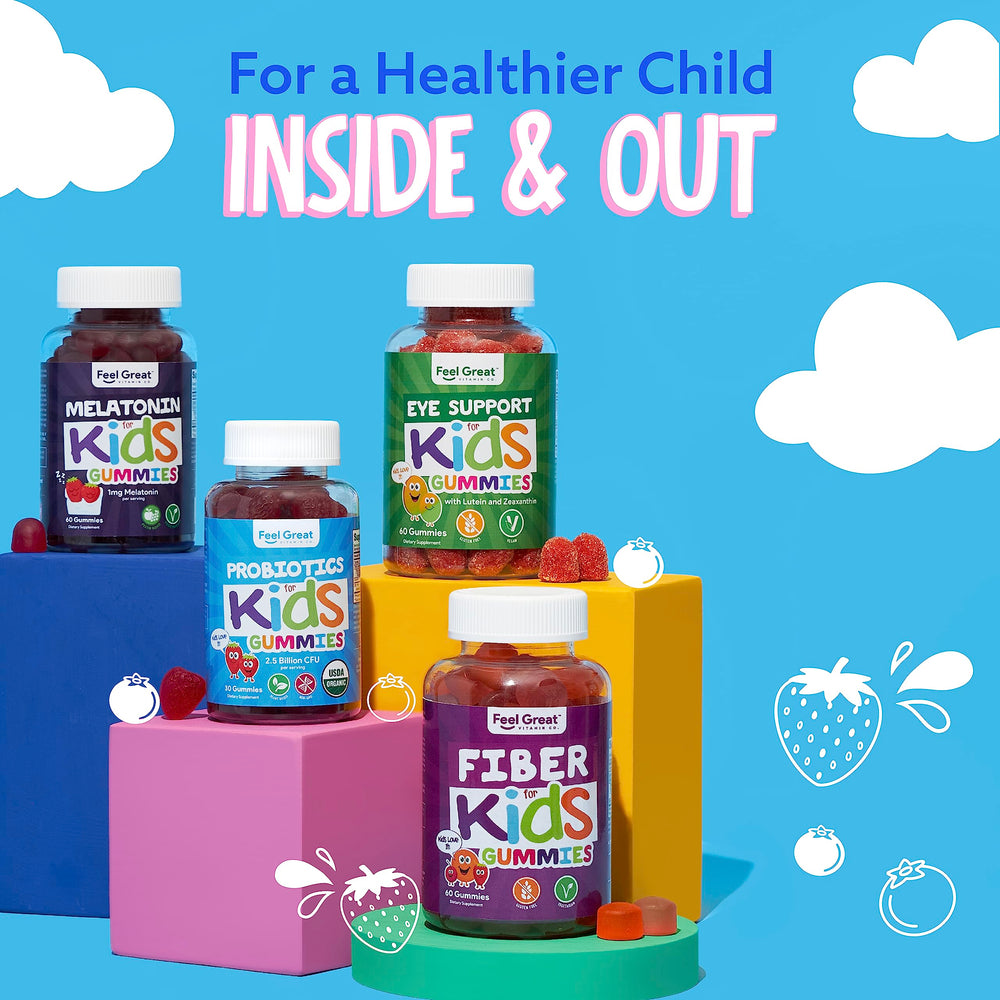 Packaging highlighting digestive health and immune support for kids