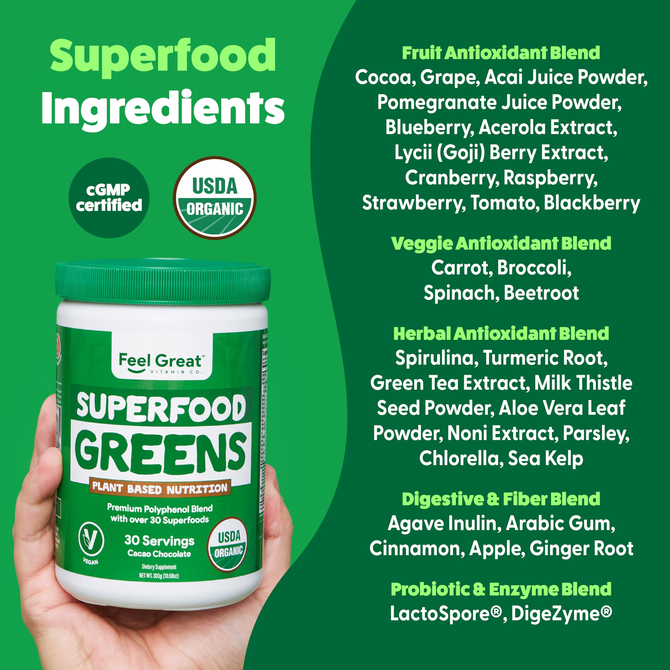 Ingredients overview showing fruits, vegetables, beets and superfoods