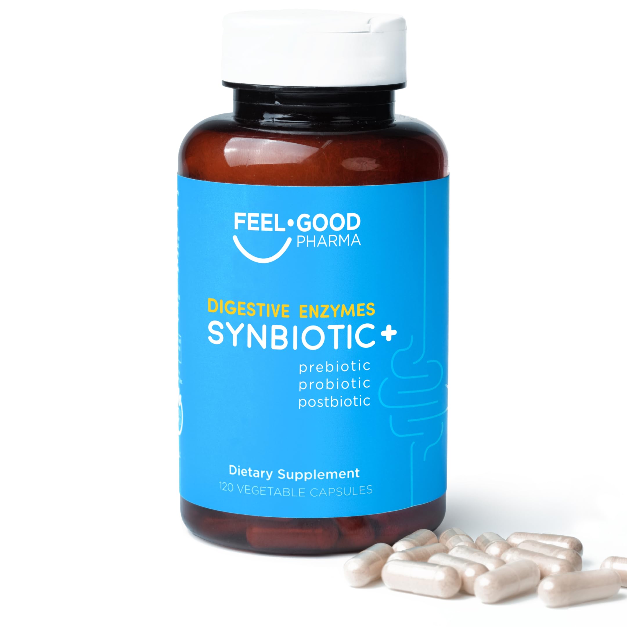 Product bottle of Feel Good Digestive Enzymes 4-in-1 Synbiotic+