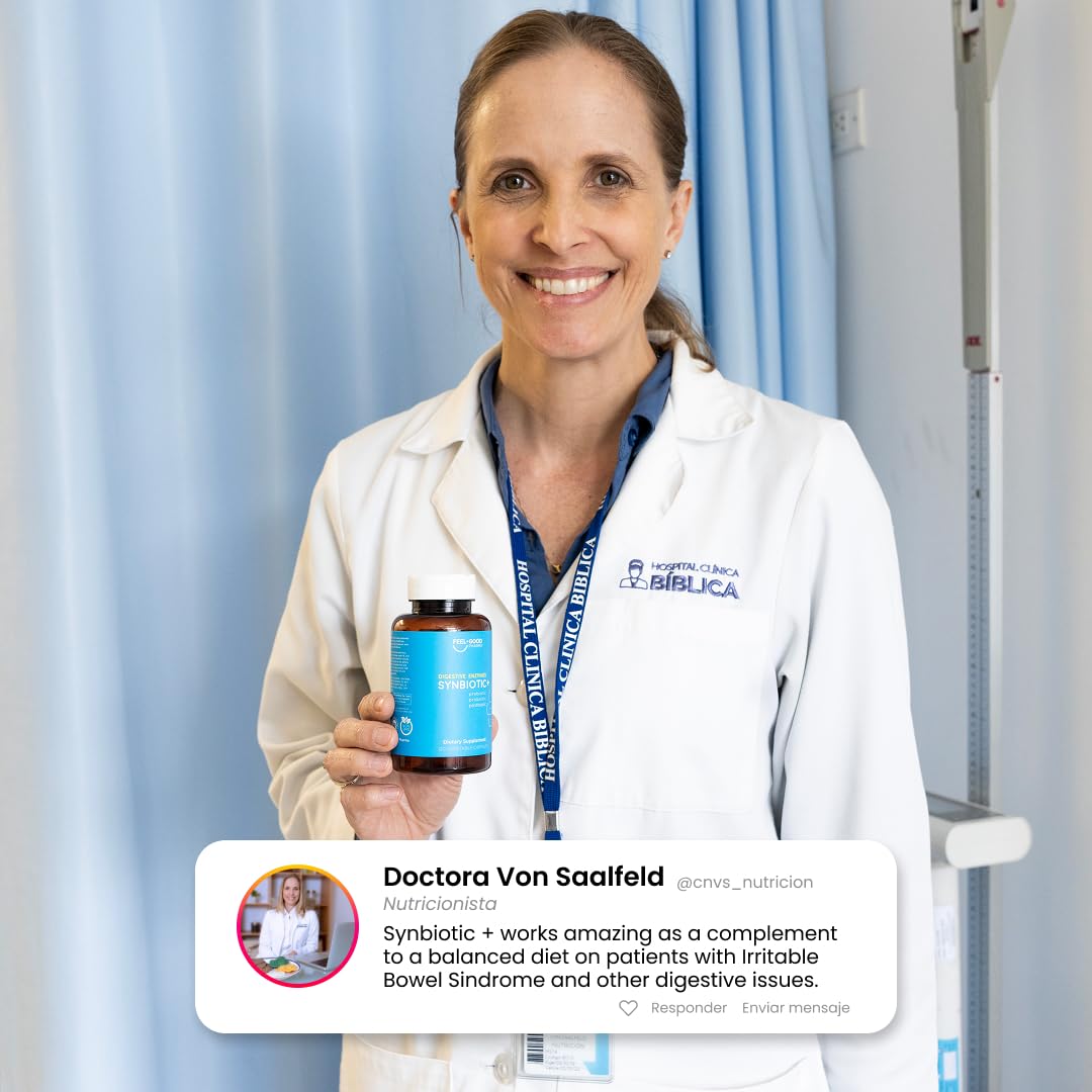 Synbiotic blend includes amylase, protease, lipase, lactase