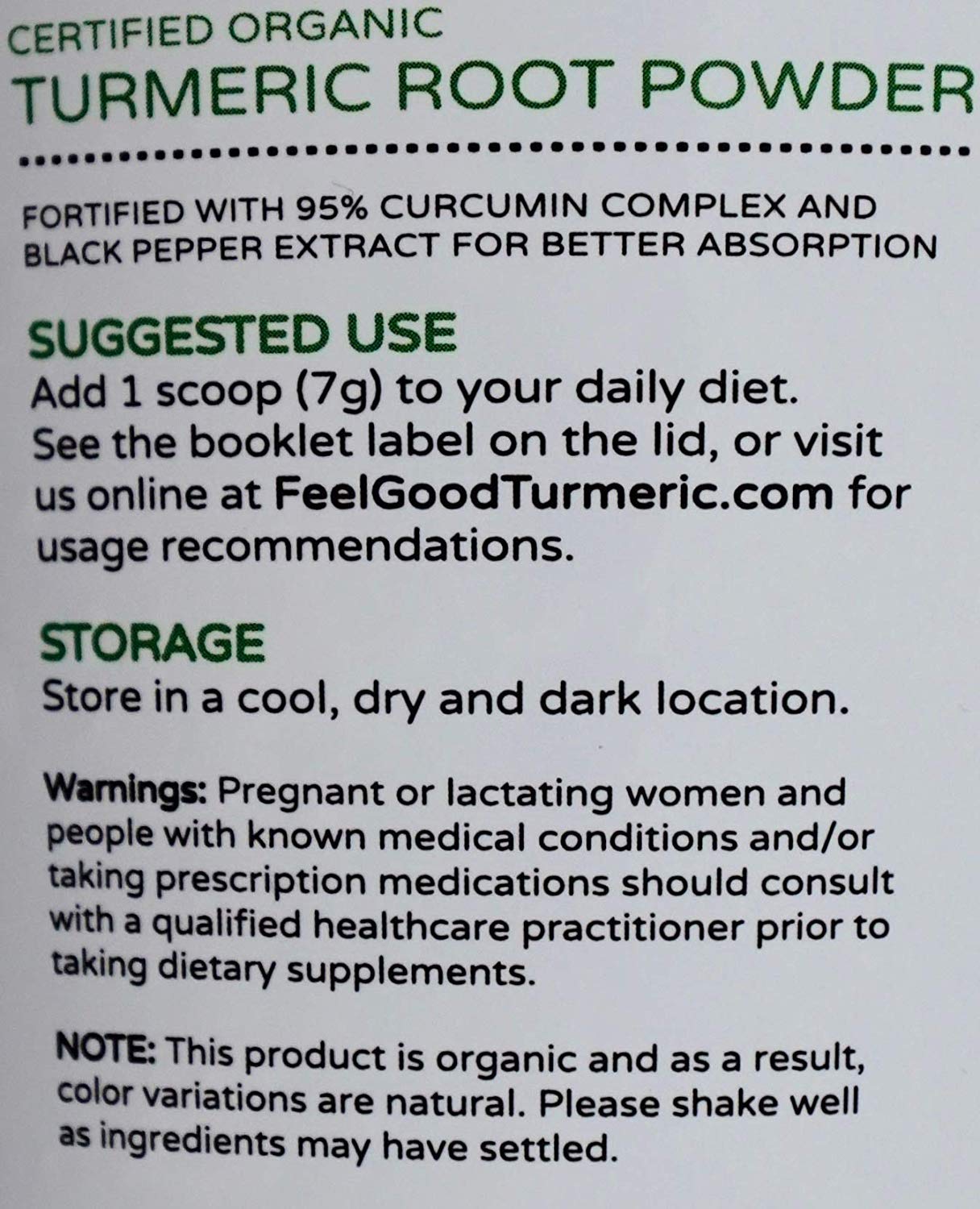 Reusable container for Feel Good Organic Turmeric Powder with lid