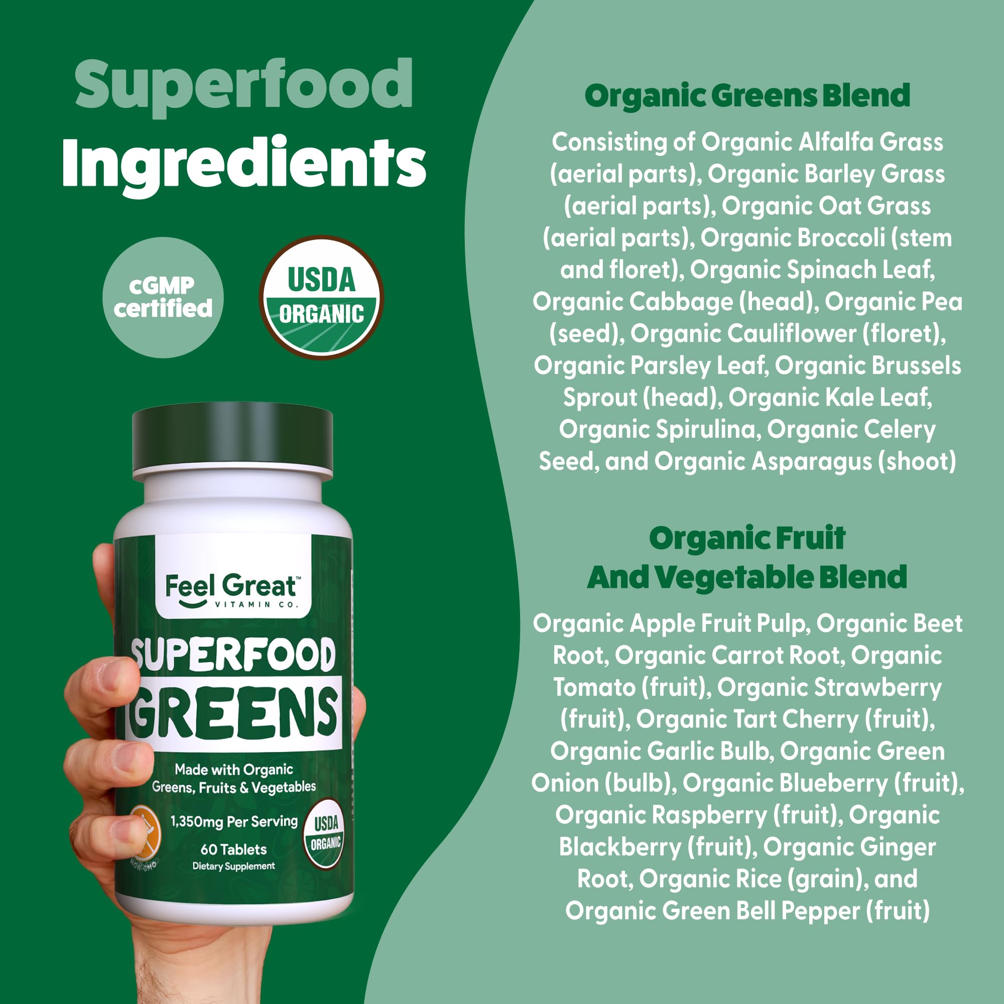 Kale and spinach illustration on the packaging