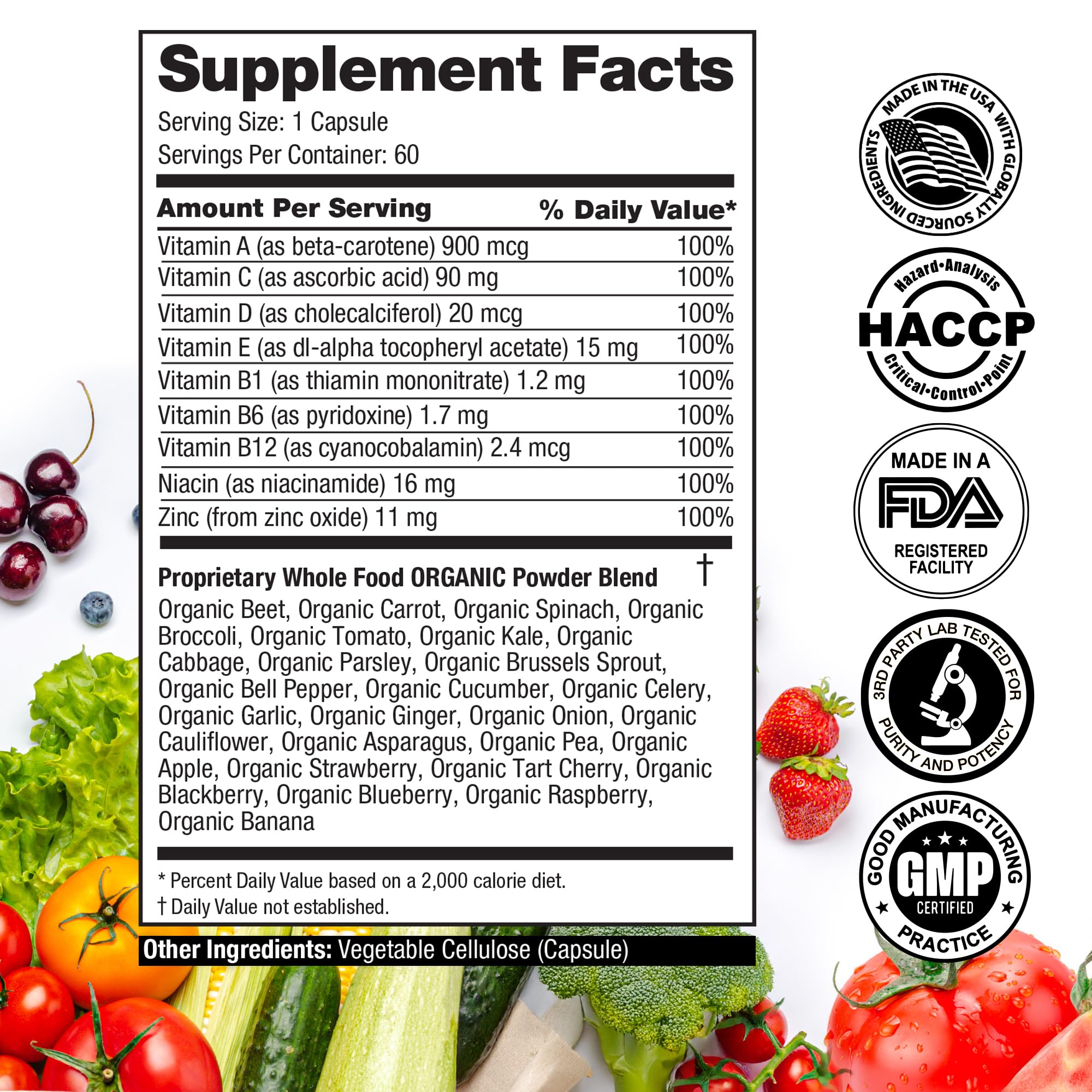 Natural, non-GMO Vita Fruits and Veggies Capsules