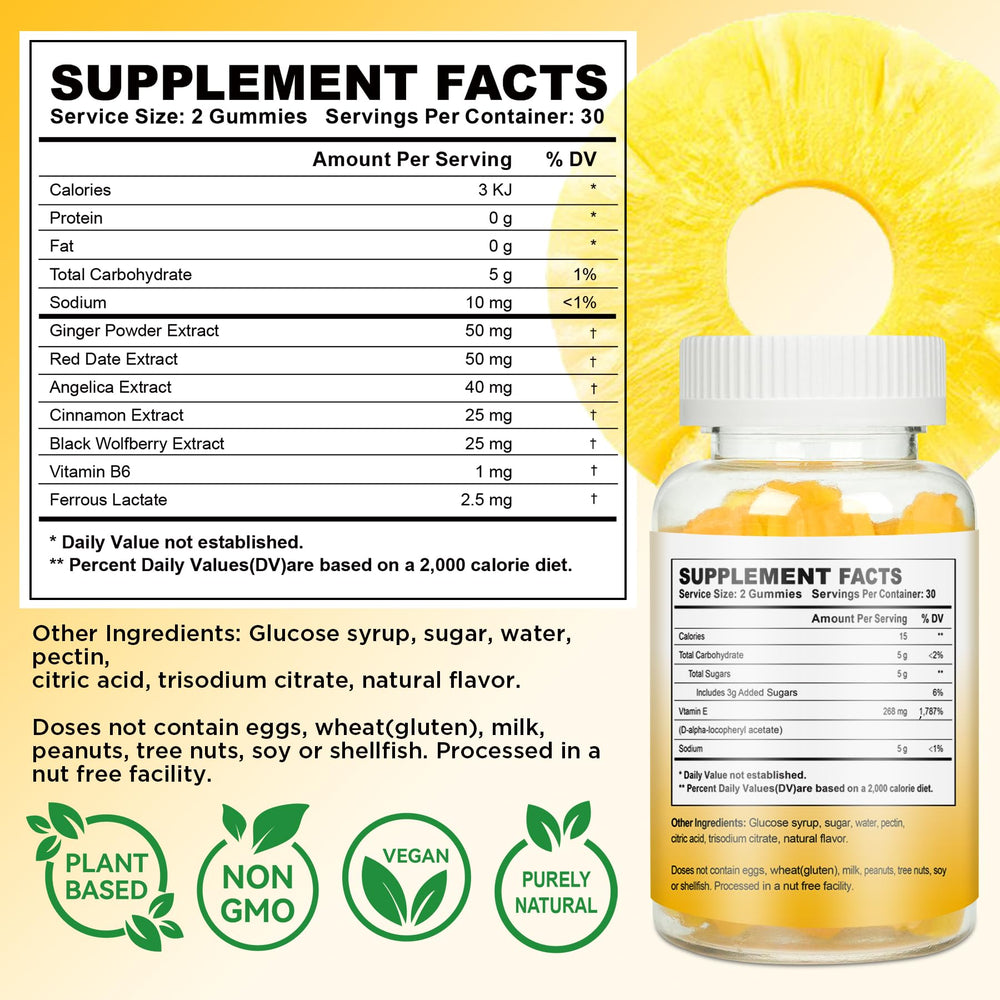 Packaging image showing Pineapple flavored Vitamin E gummies.