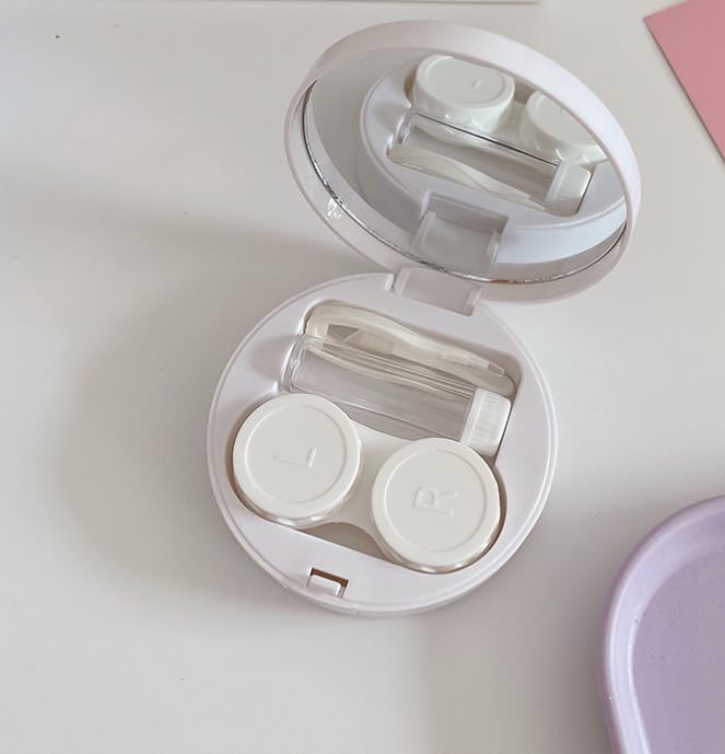 Feilguee contact lens case with built-in mirror