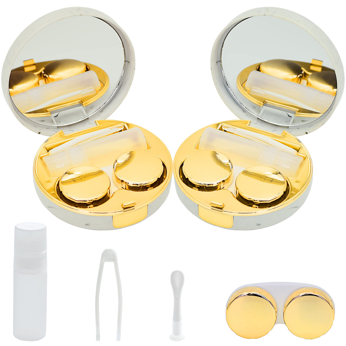 FEILIBAY marble contact lens case gold two-pack hero image