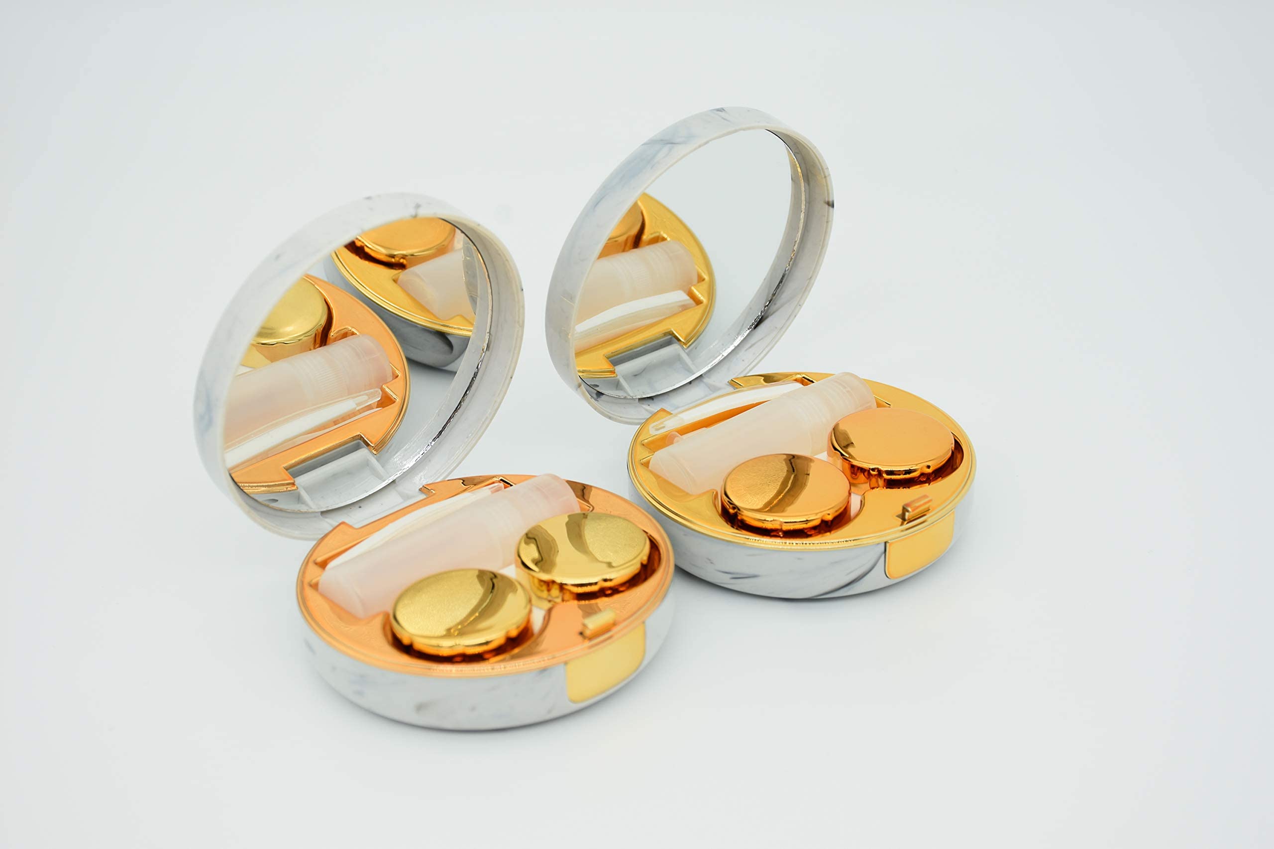 Rose gold marble lens case bottom view
