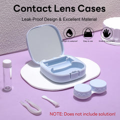 Compact lens case in green with mirror and tweezers