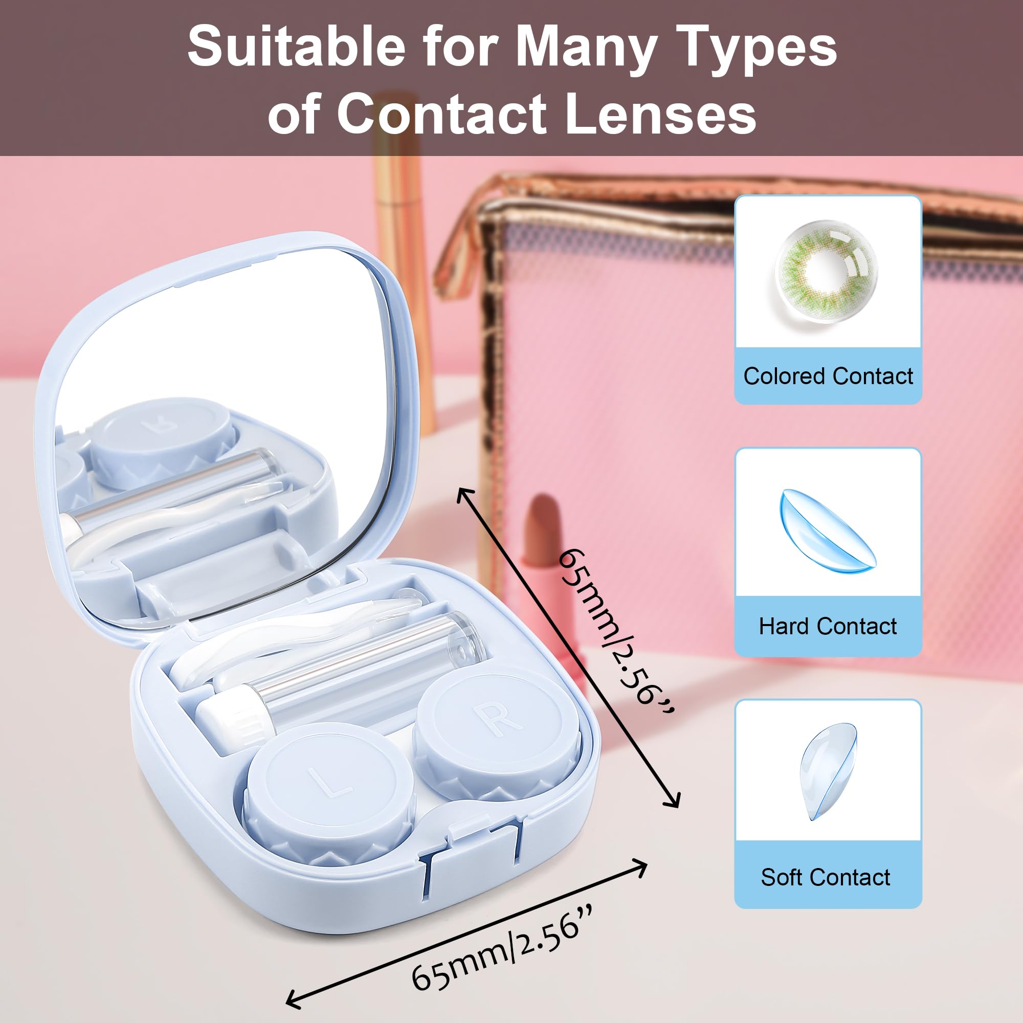 Purple FEISEDY contact lens case kit