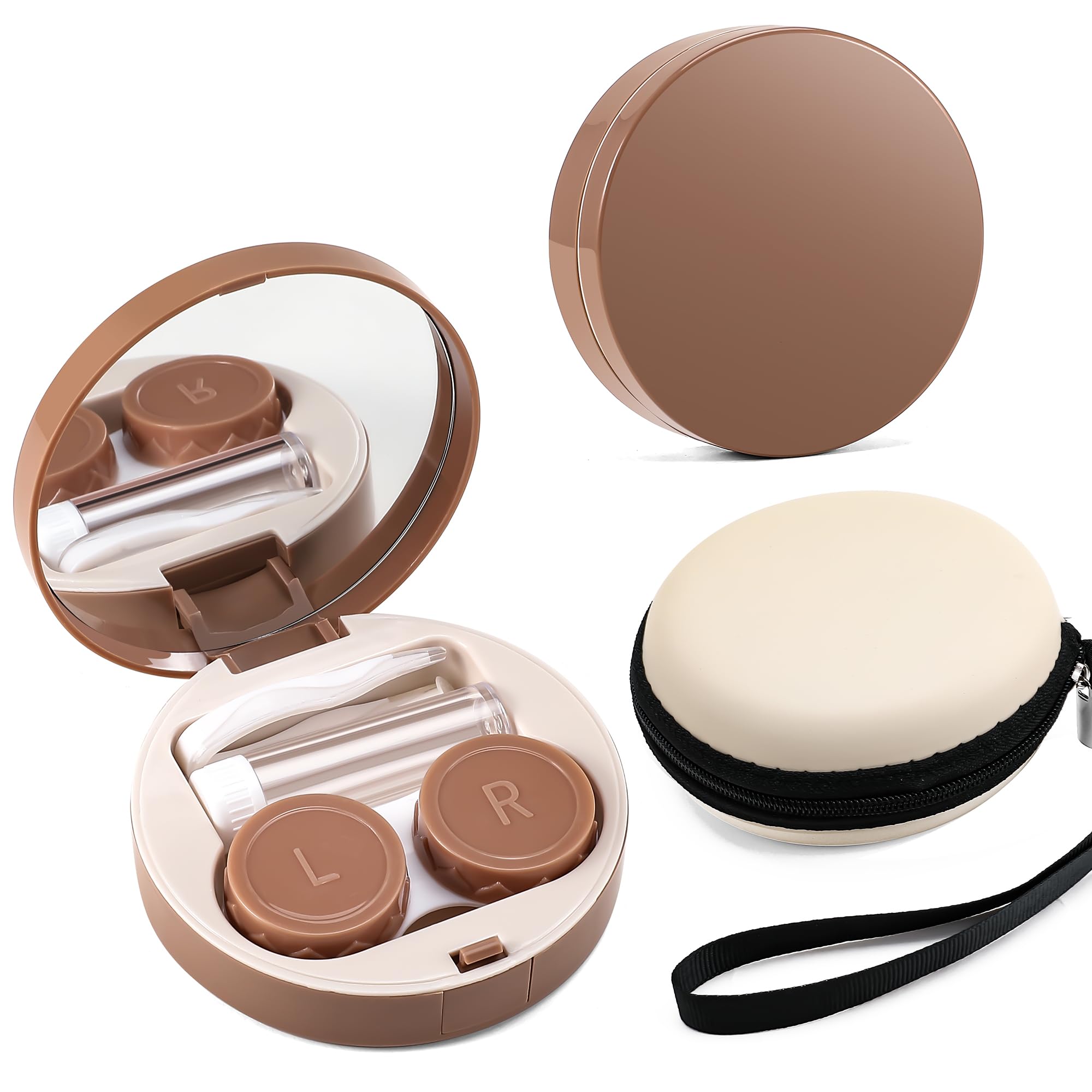 FEISEDY travel-friendly contact lens case with mirror