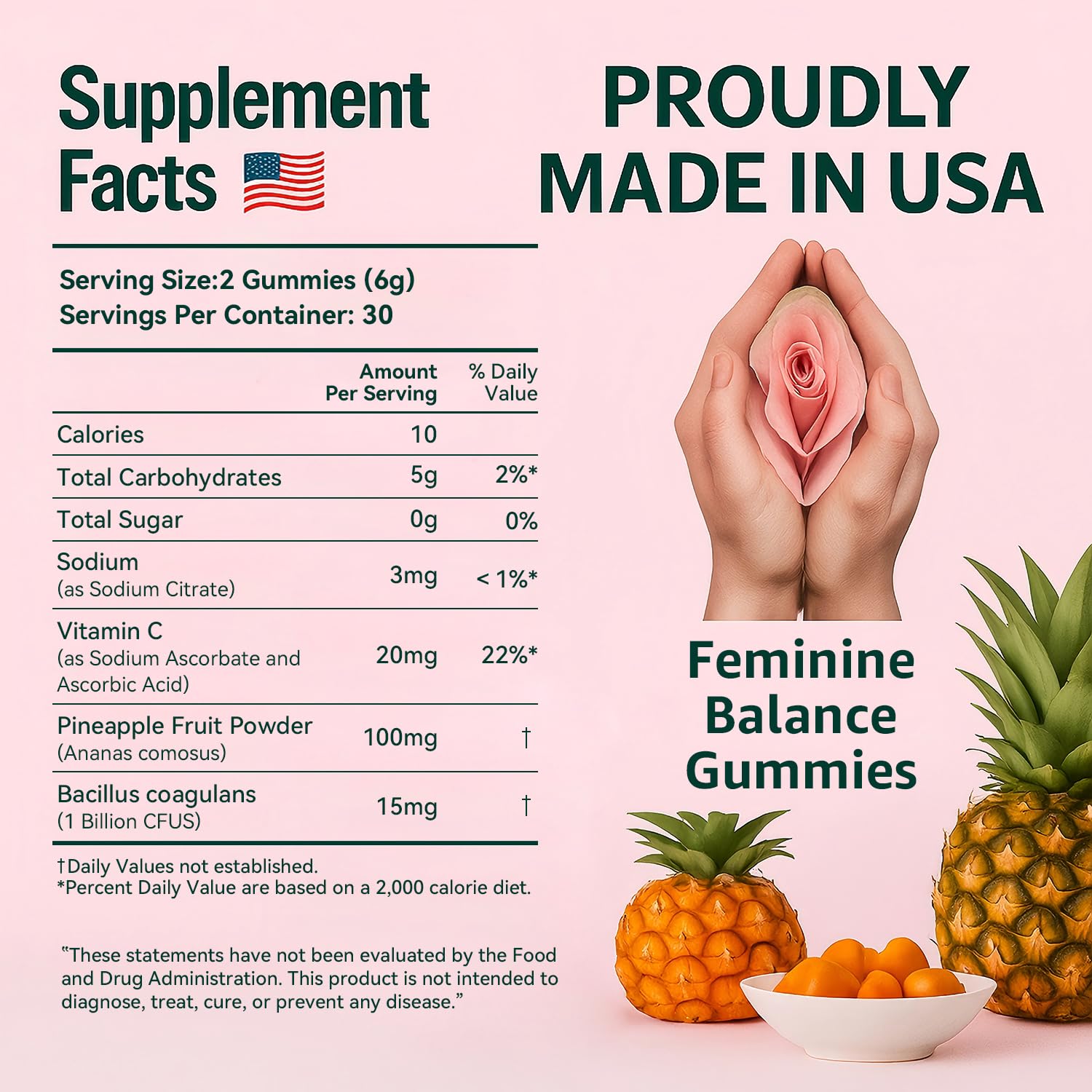 Close-up of Feminine Balance Gummies product with label