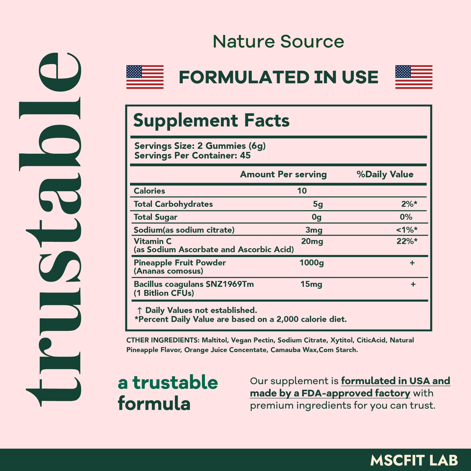Two gummies daily for a 45-day supply of Feminine Balance Gummies