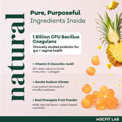 Close-up of pineapple-flavored Feminine Balance Gummies
