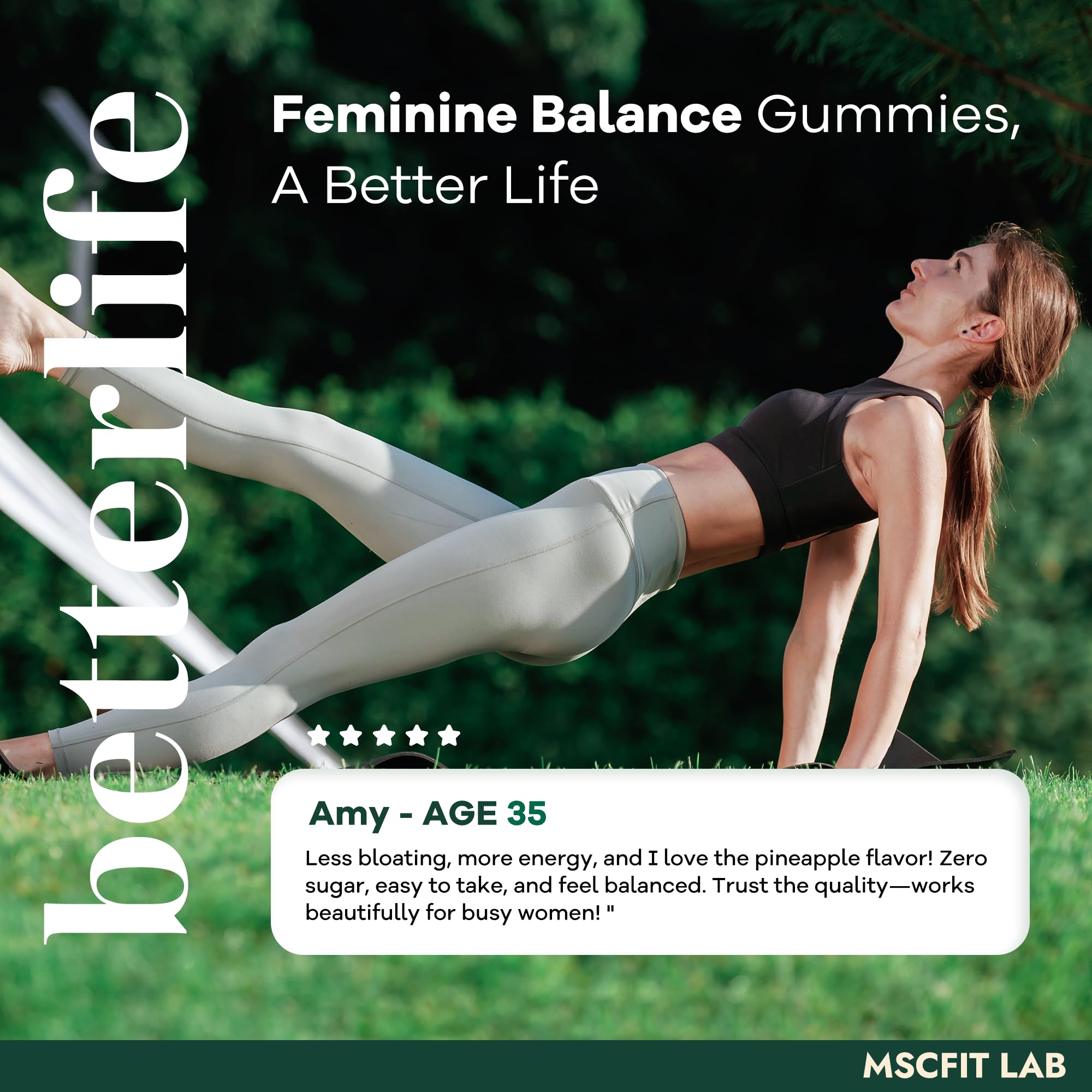USA-made formulation label for Feminine Balance Gummies