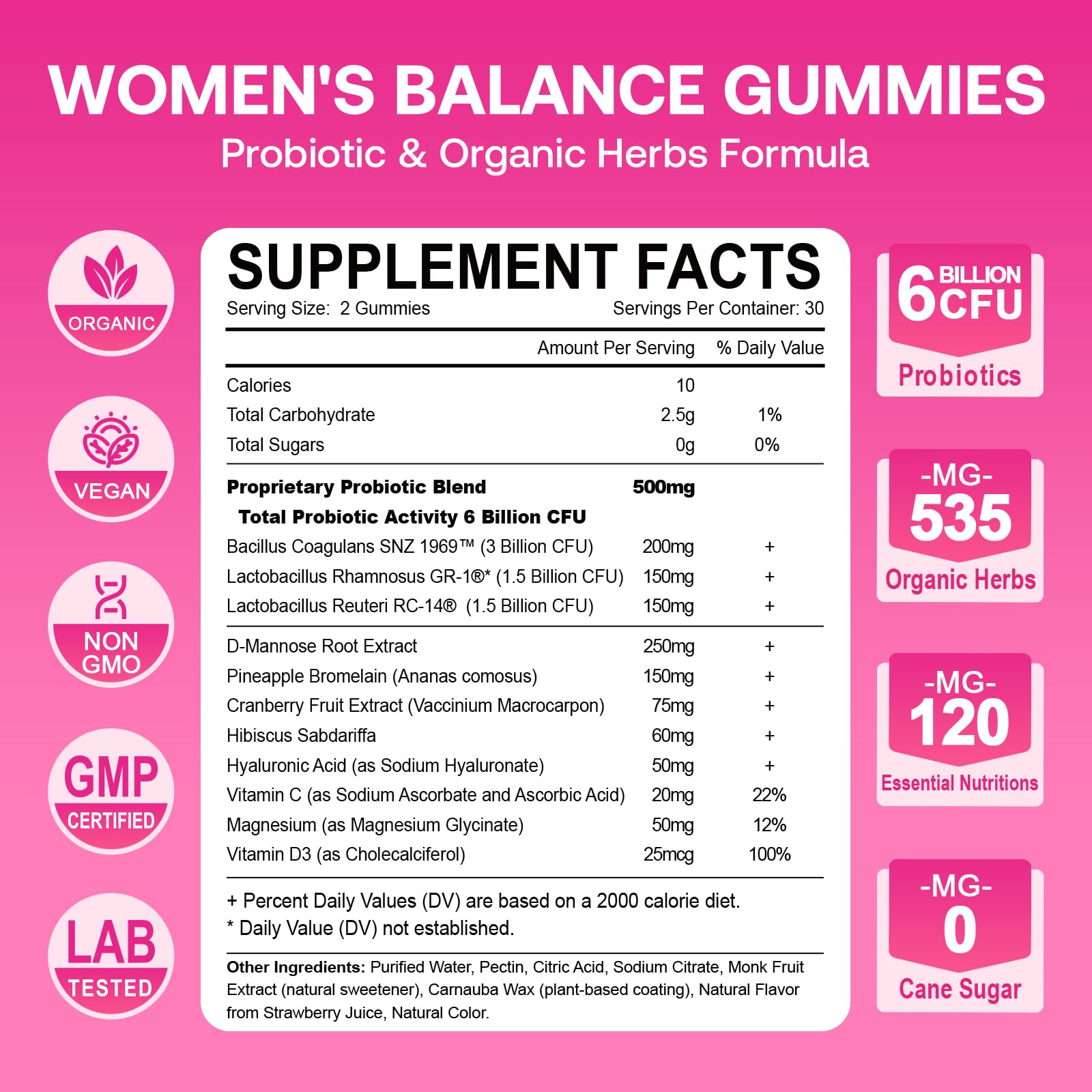 Gluten-free, vegan, non-GMO gummy supplement packaging