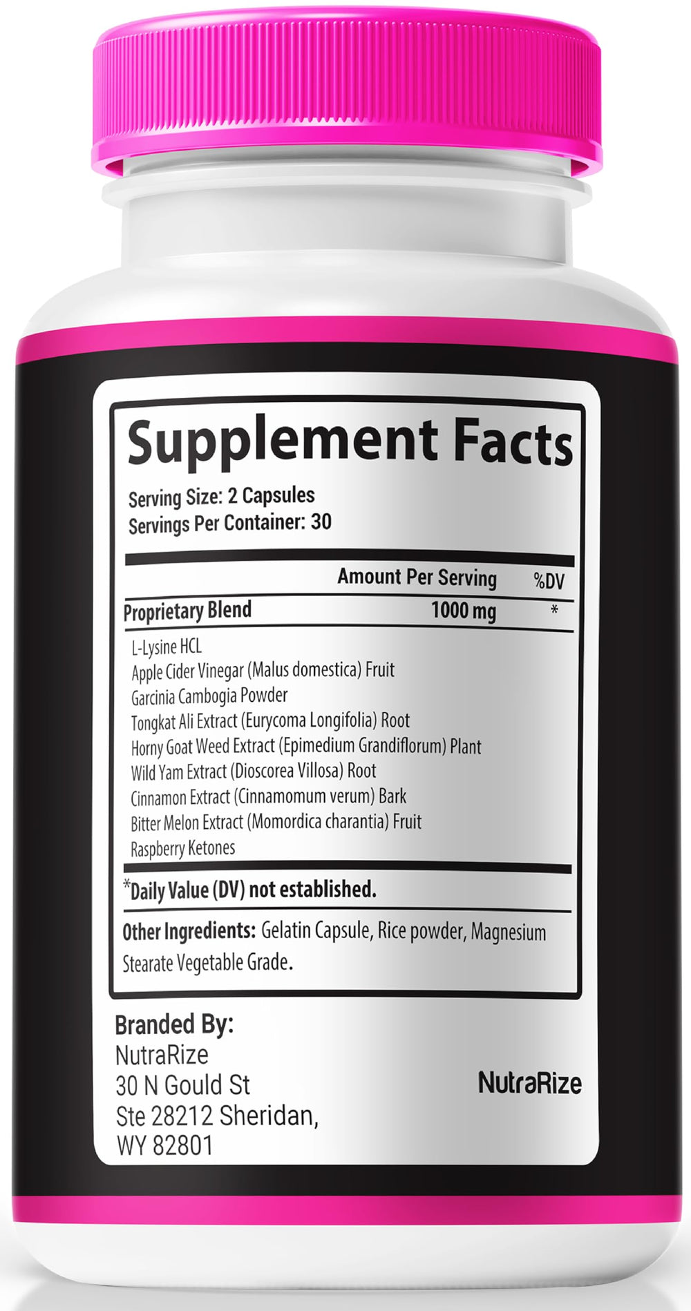 Label detail showing 60 capsules per bottle