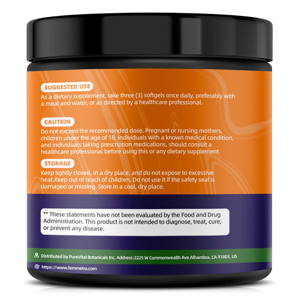 180 softgels bottle with product information