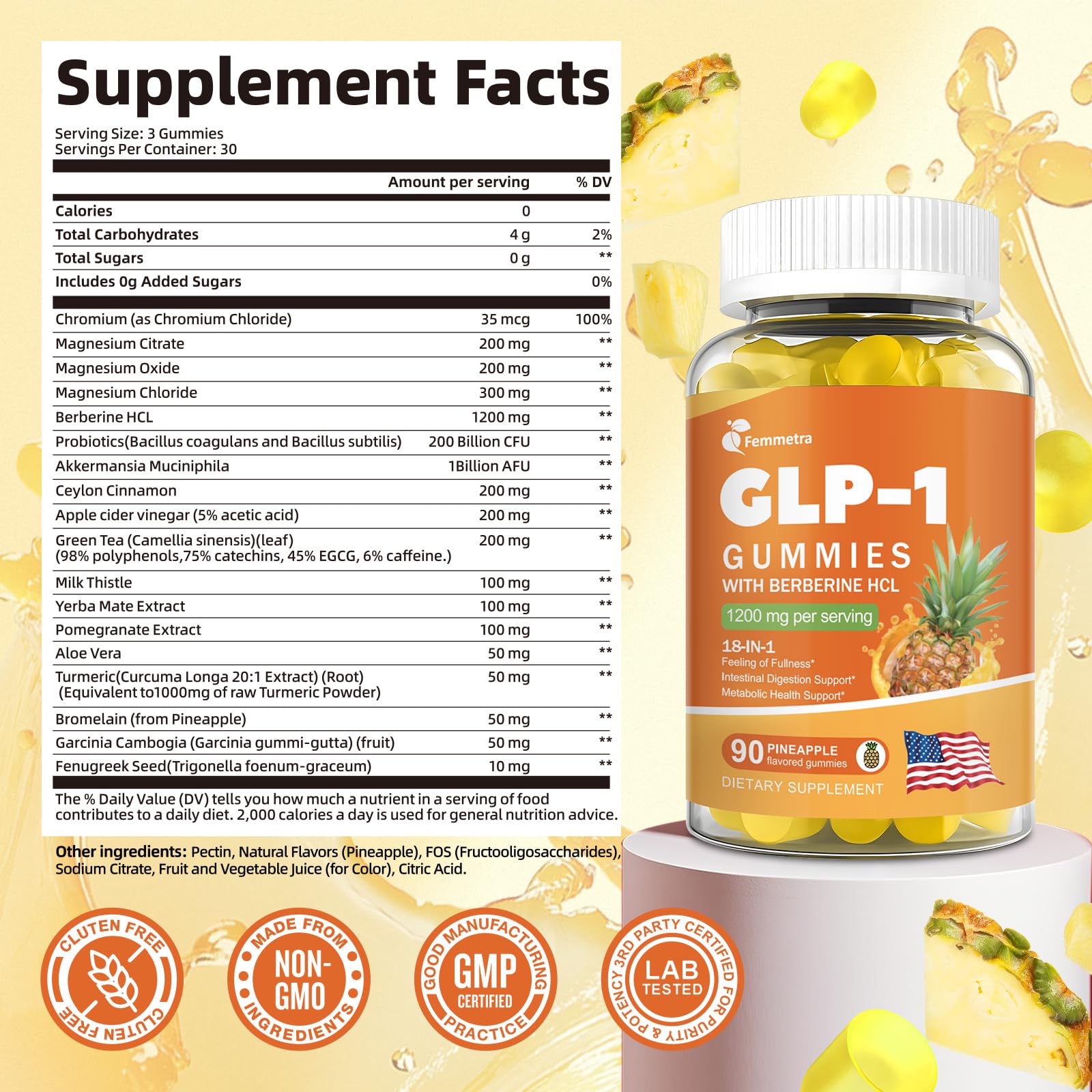 Femmetra GLP-1 gummies Akkermansia visual promoting gut health support