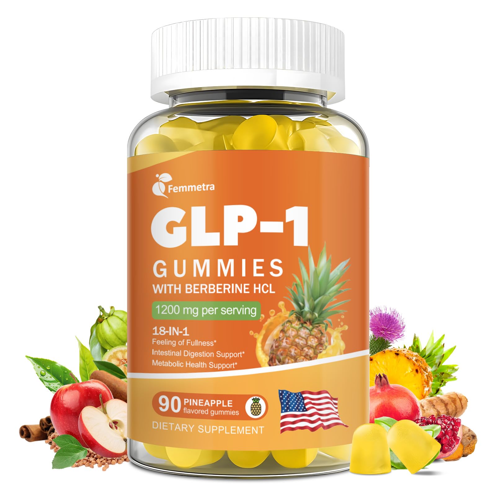 Femmetra GLP-1 gummies daily serving in hand for routine use
