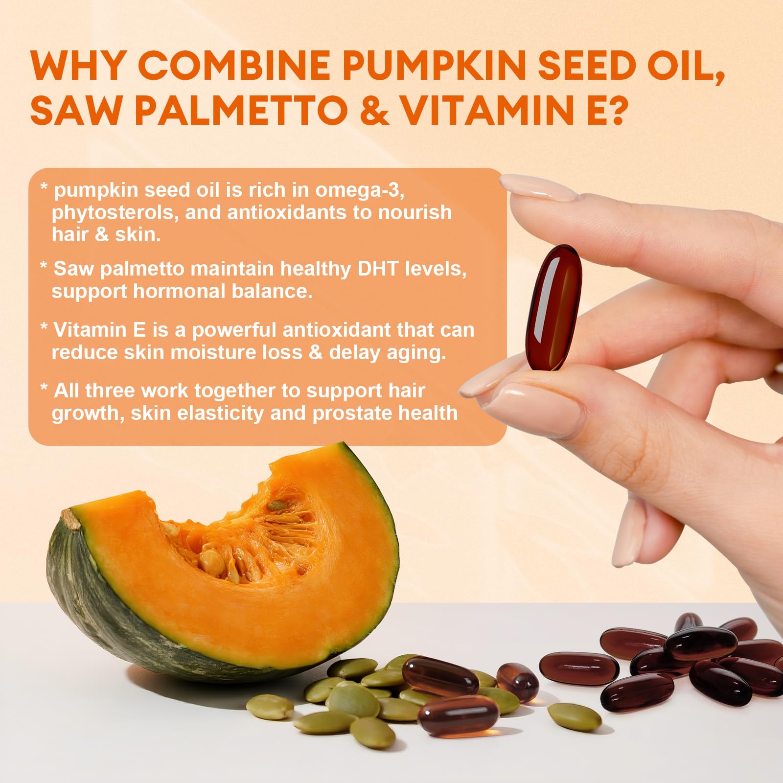 Illustration of benefits: hair growth and prostate health