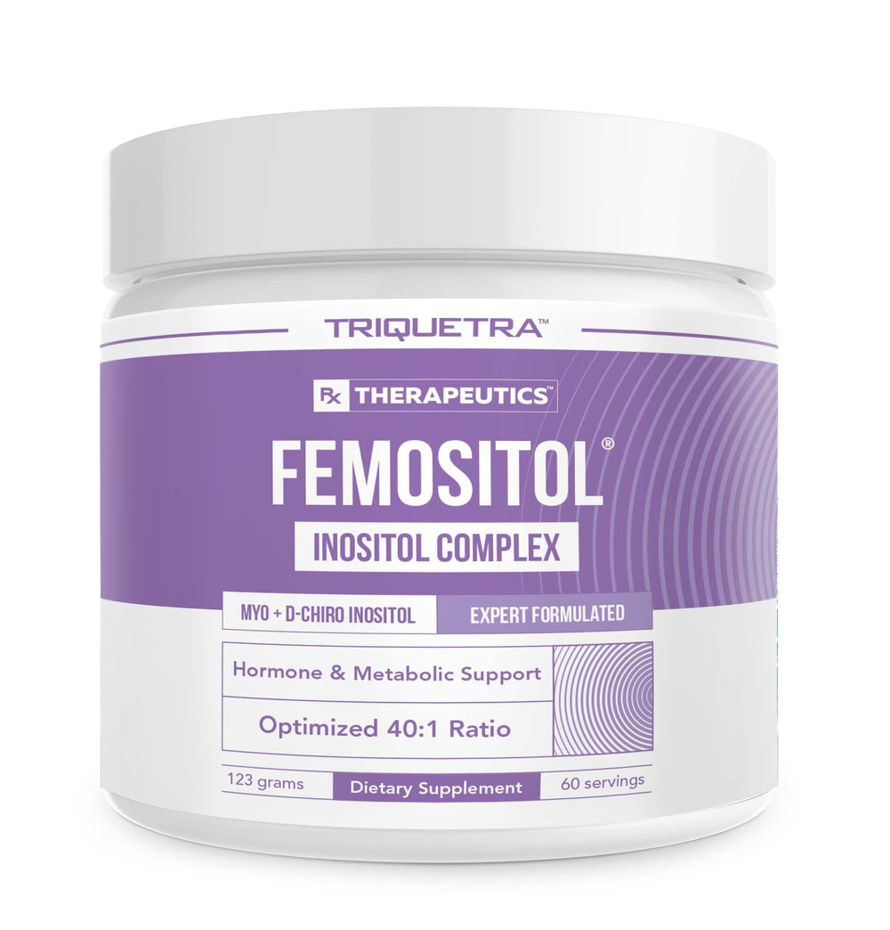 FemoSitol Inositol powder bottle showing 123 g