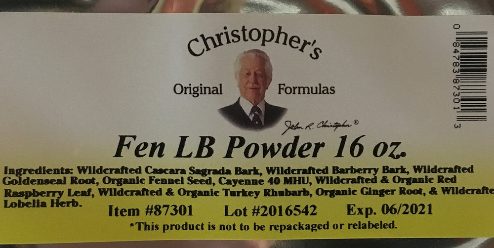 Fen LB Powder product packaging and label