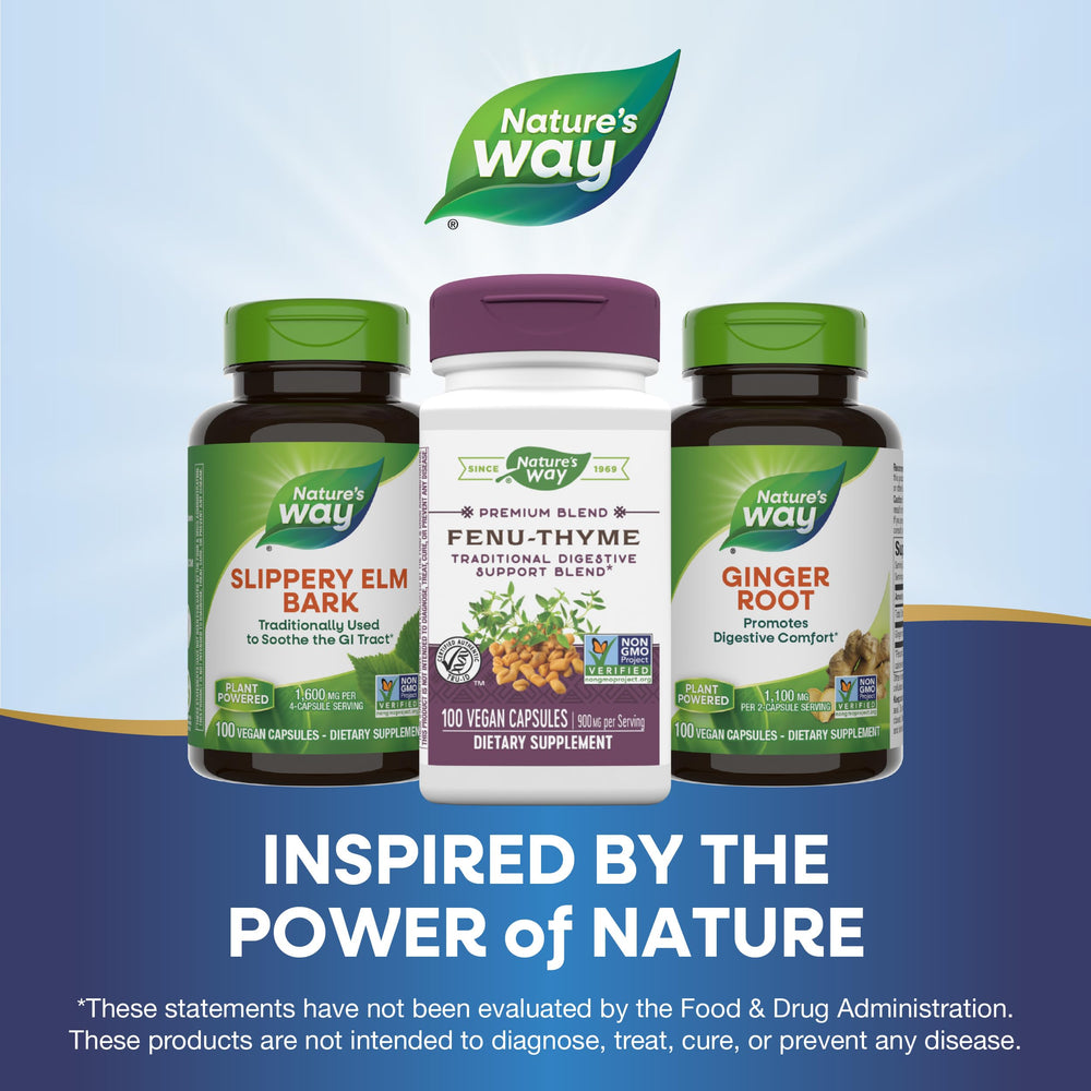 Bottle of Fenu-Thyme with 100 vegan capsules
