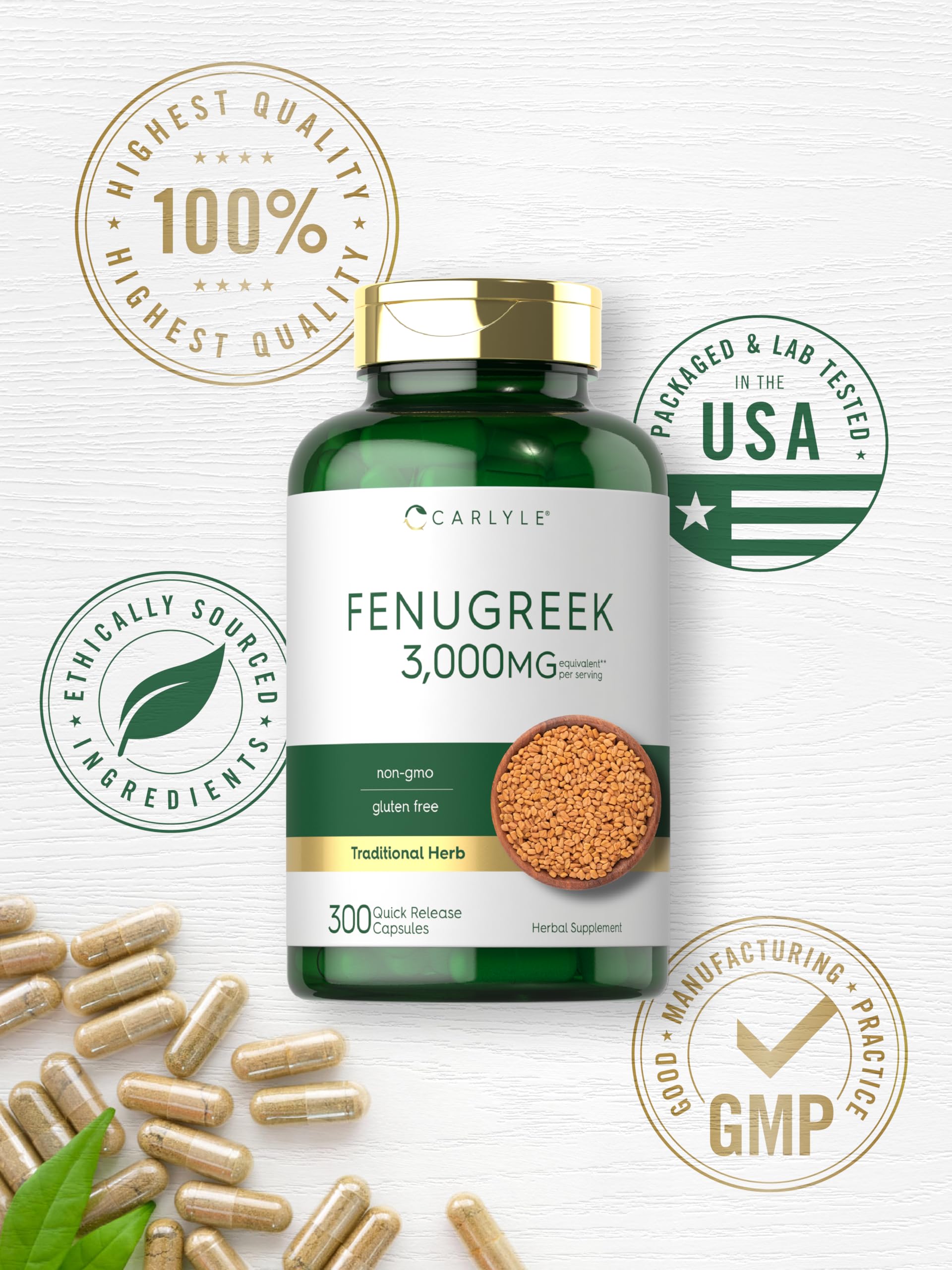 Fenugreek capsules supporting nursing and wellness