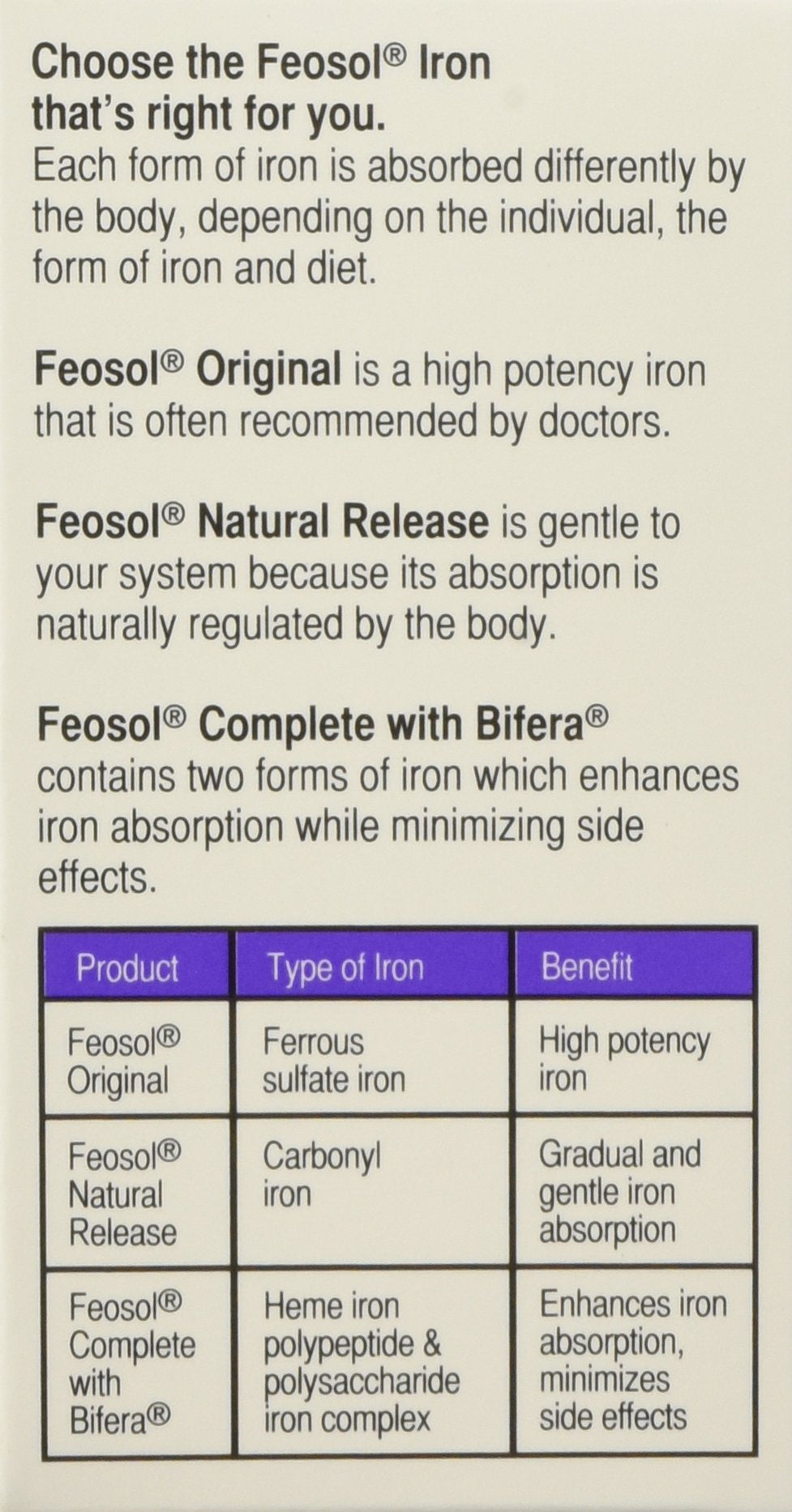 Feosol Complete bottle front showing label