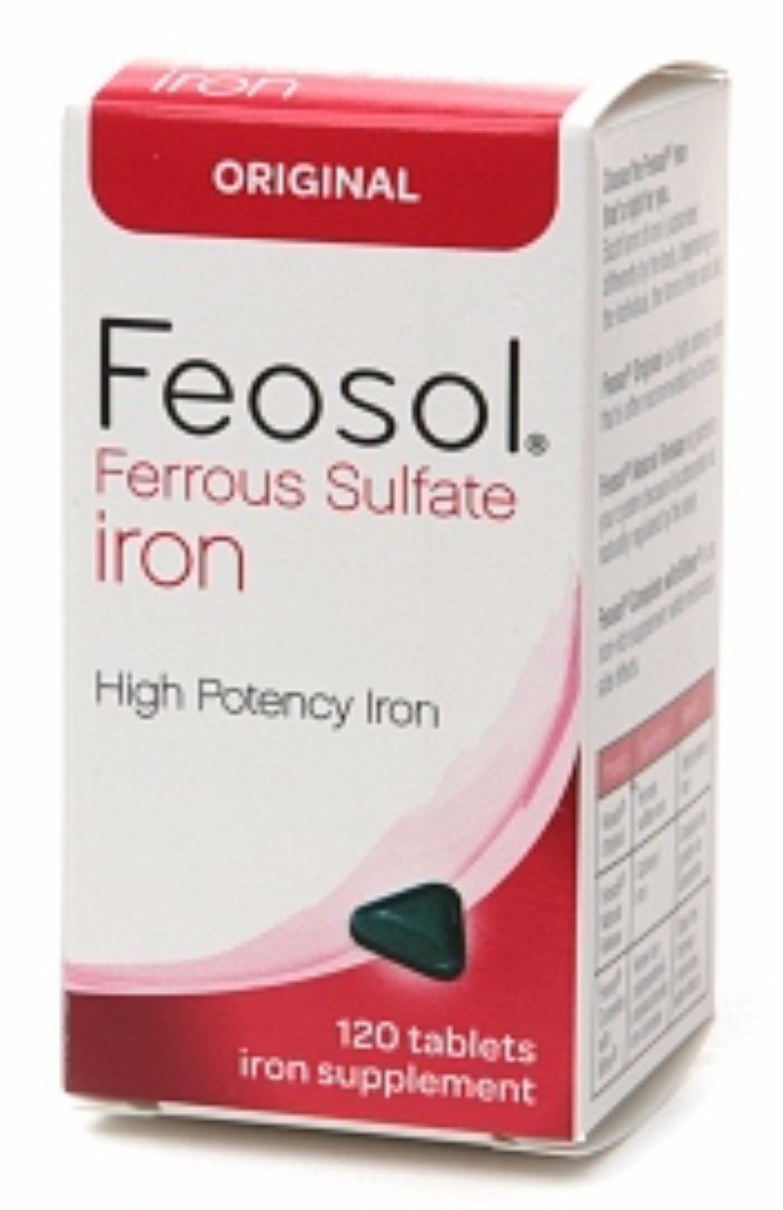 Feosol Ferrous Sulfate Iron Original tablets, 120 count per bottle, Pack of 4