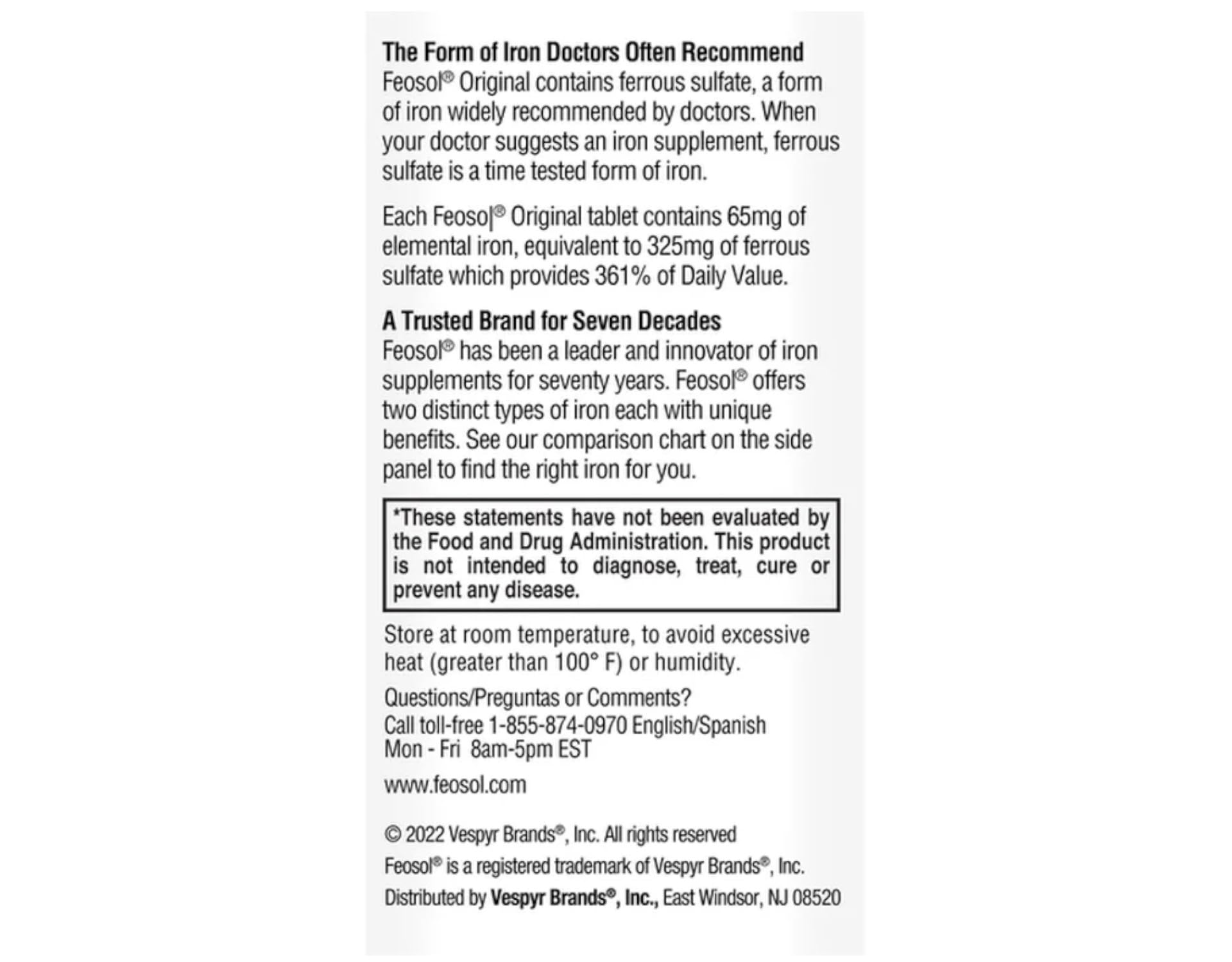 Pack of 3 Feosol Original iron supplement bottles