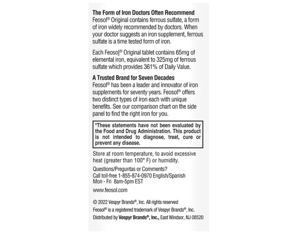 Pack of 3 Feosol Original iron supplement bottles