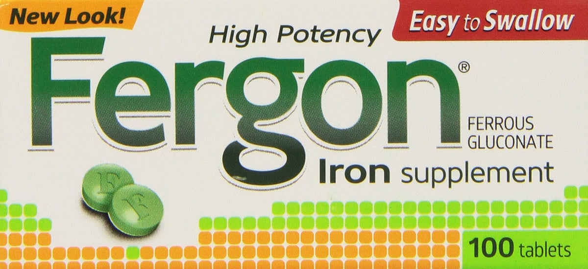 Fergon iron supplement tablets bottle label