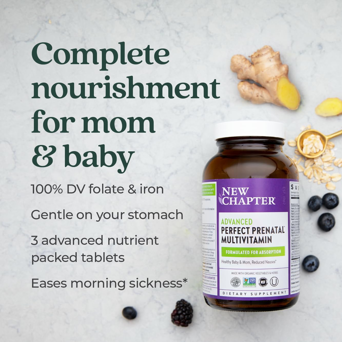 Fermented, non-constipating iron in prenatal formula