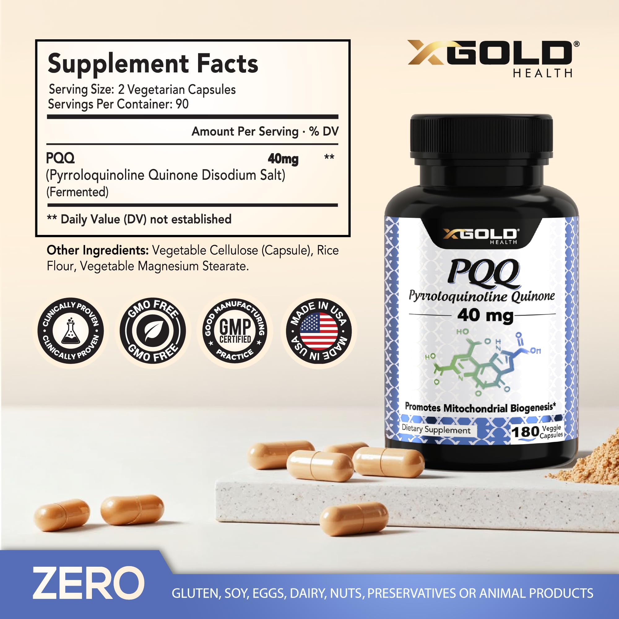 Fermented PQQ 40mg capsules