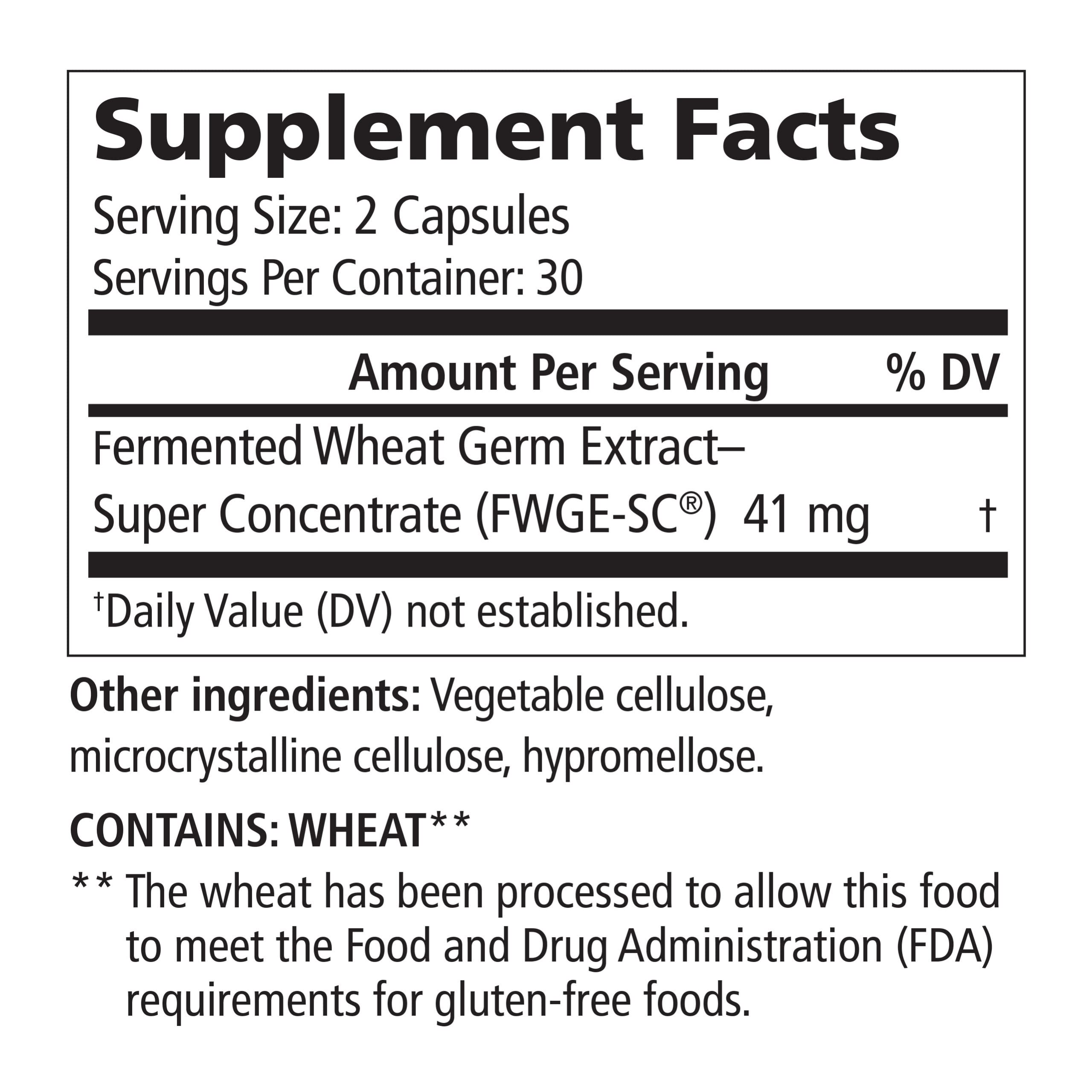 Fermented wheat germ extract 41mg per capsule in 60 vegetarian capsules