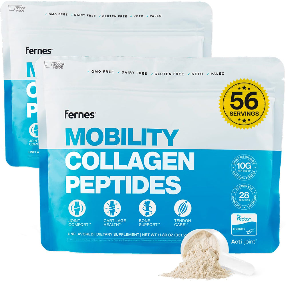 Front view of Fernes Mobility Collagen Peptides powder container