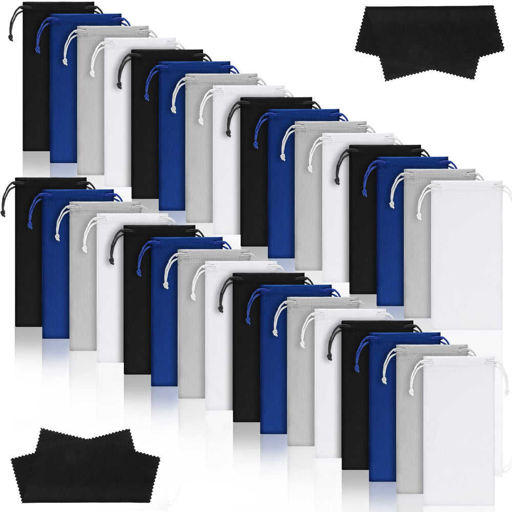 Ferraycle 100pcs microfiber sunglasses pouches in Black White Blue Gray - hero image