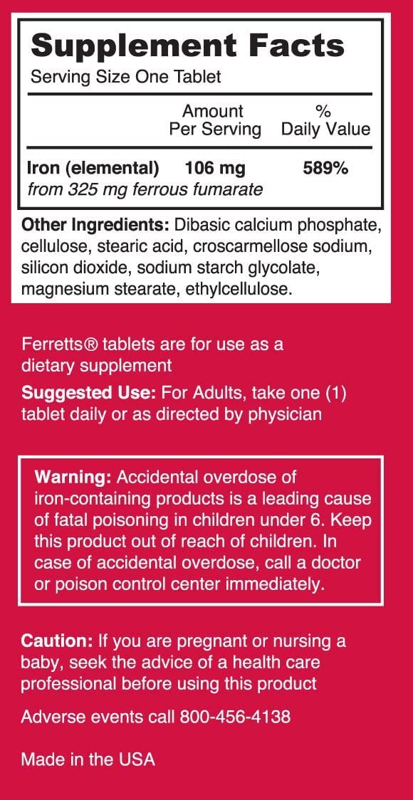 Three Ferretts iron supplement bottles representing pack of 3