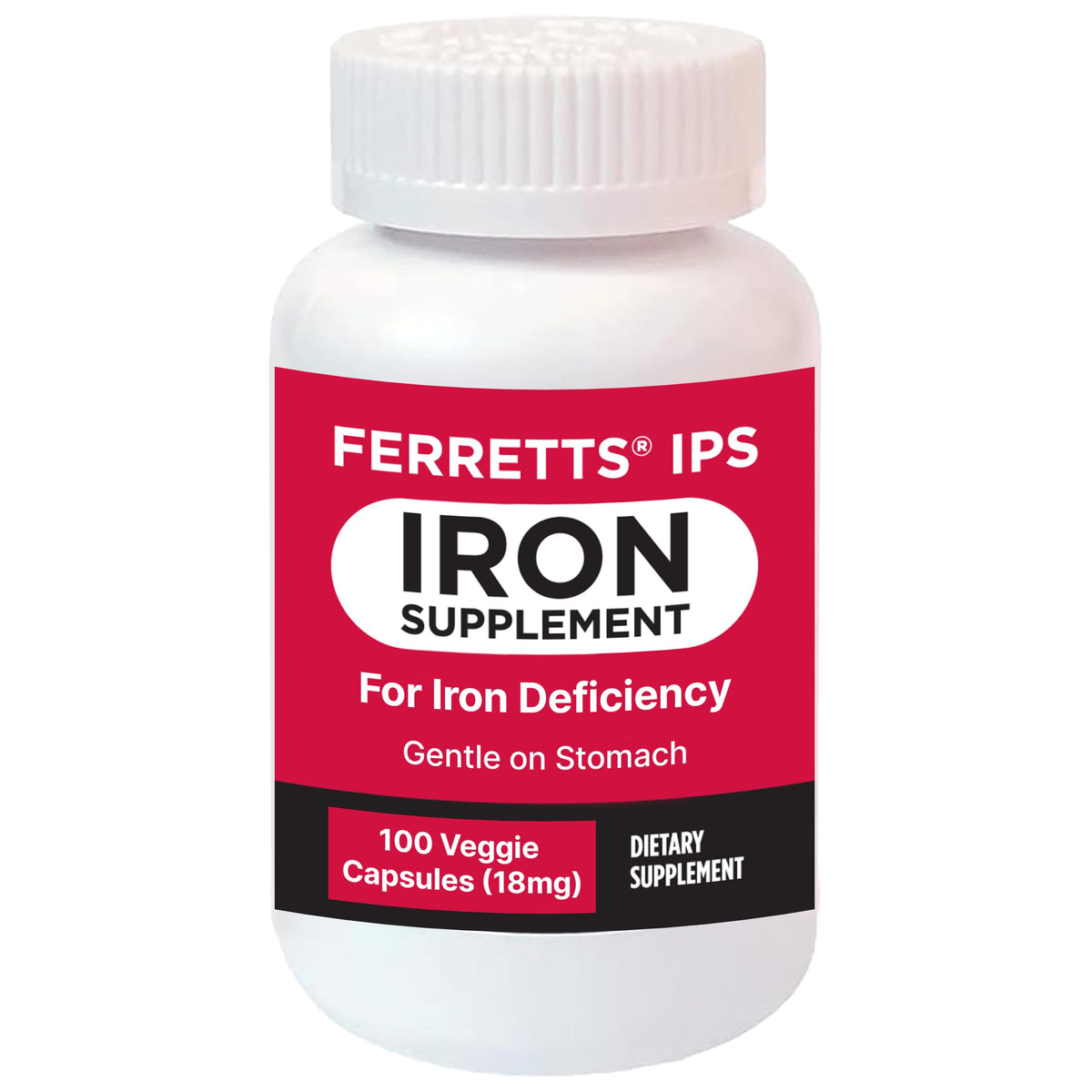 Front view of Ferretts Iron Supplement Capsules IPS