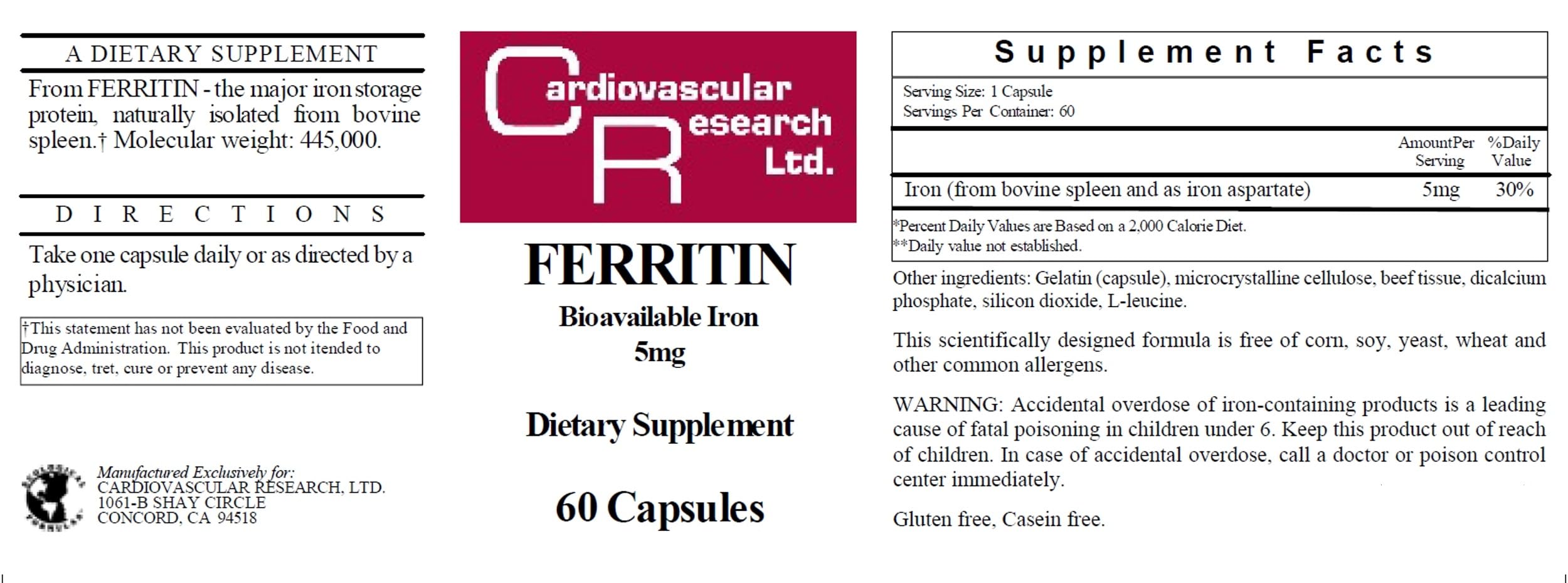 Bovine spleen ferritin iron source laboratory illustration