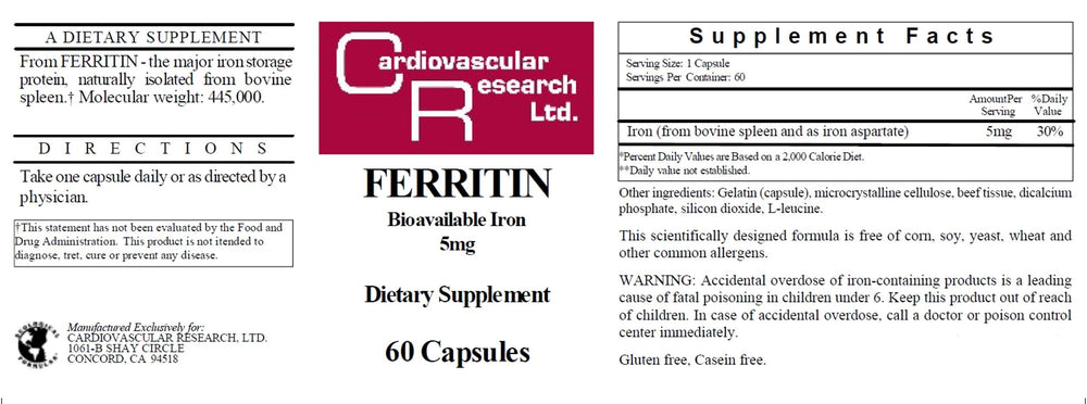 Bovine spleen ferritin iron source laboratory illustration