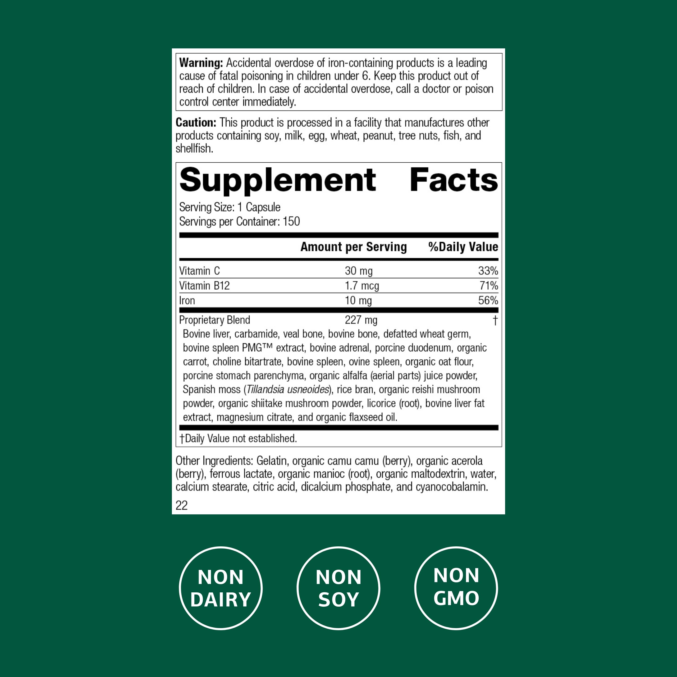 Illustration of iron, B12 and vitamin C supporting absorption