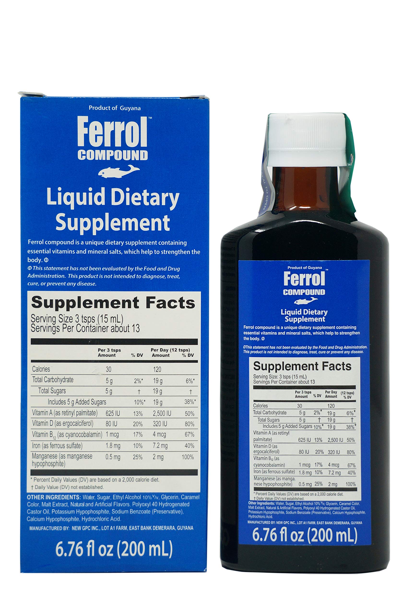 Ferrol 200ml iron dietary supplement bottle on a neutral surface