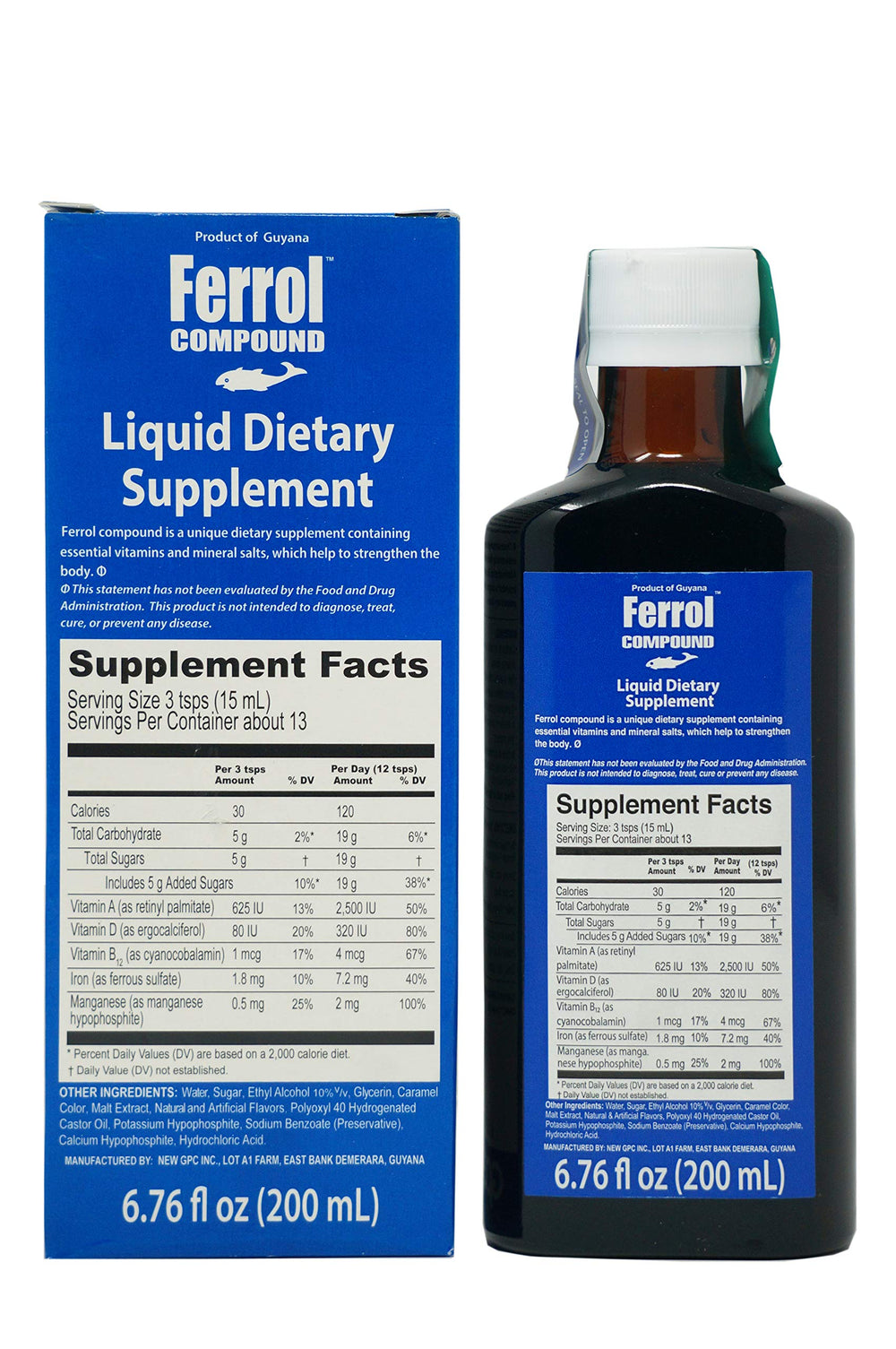 Ferrol 200ml iron dietary supplement bottle on a neutral surface