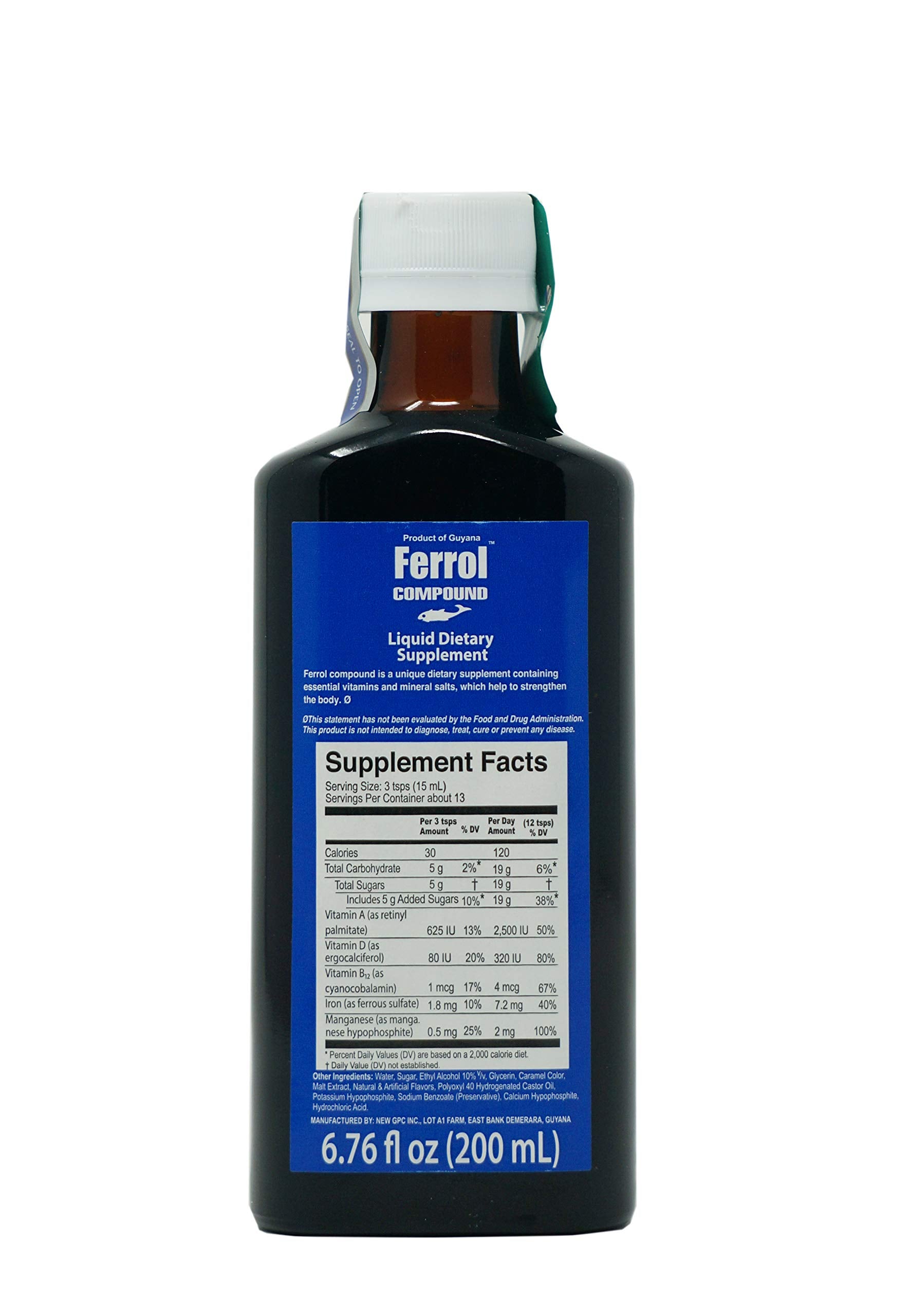 Close-up of Ferrol 200ml bottle with label and cap