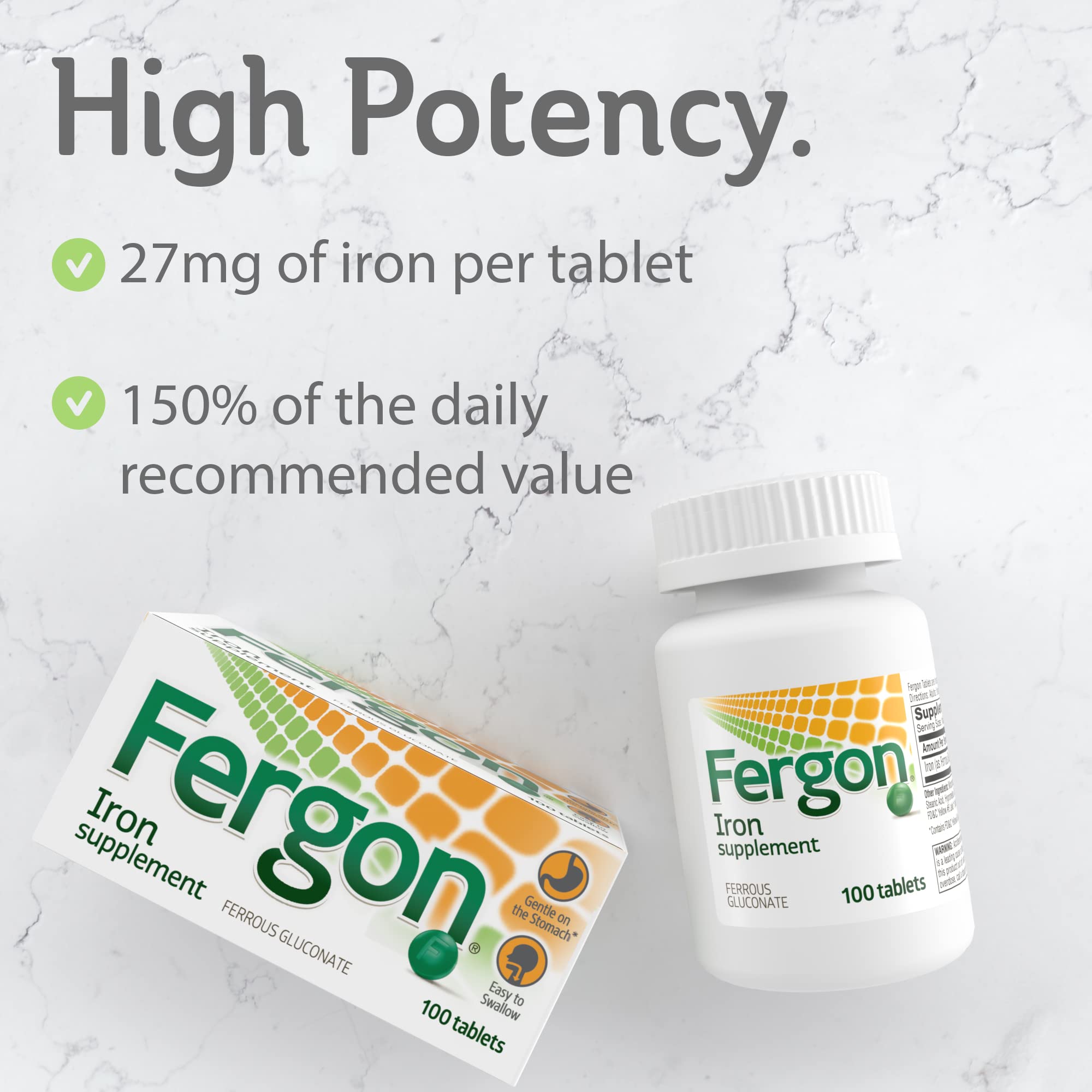 Close-up of ferrous gluconate iron formula