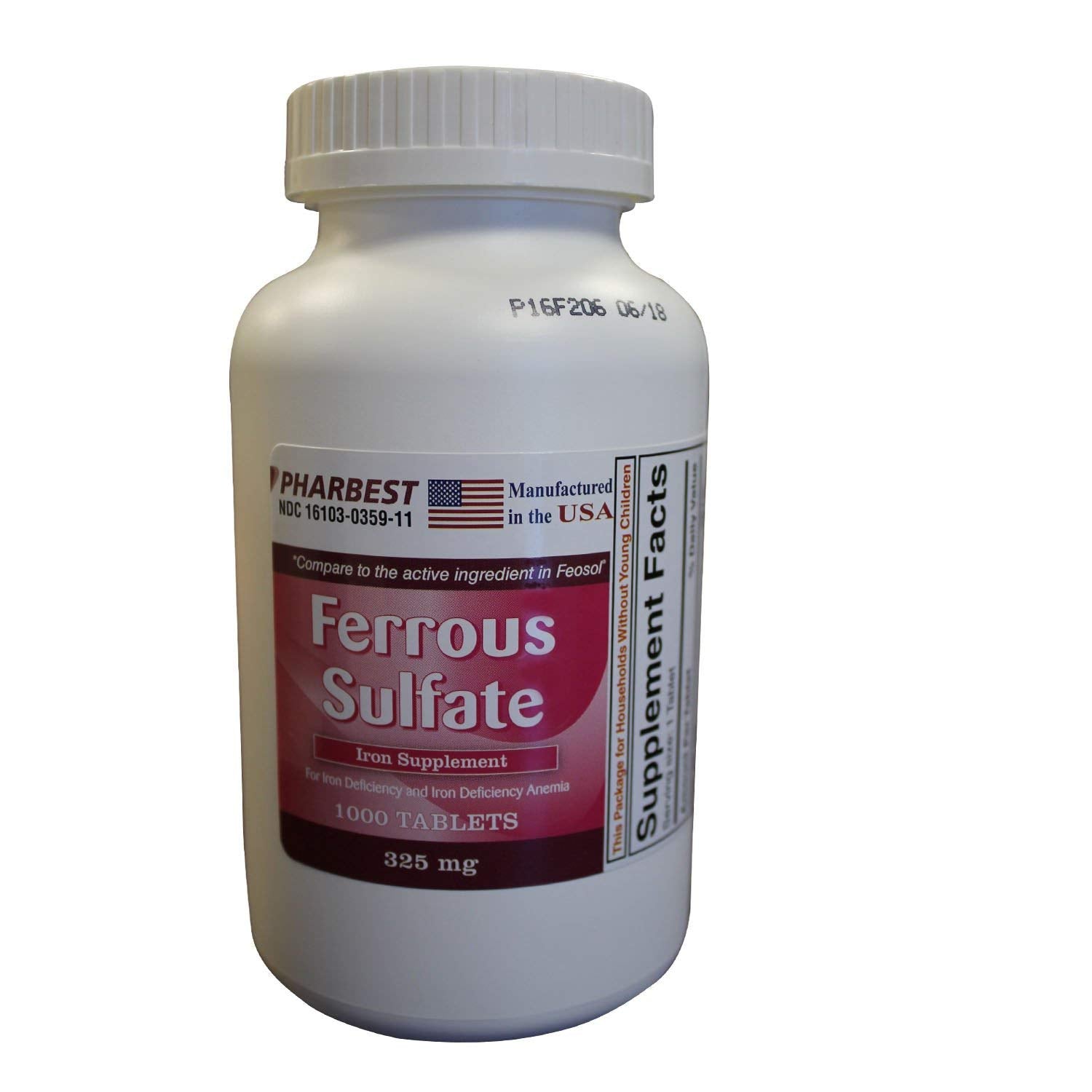 Ferrous Sulfate 325 mg Tablets Bottle - 1000 Count