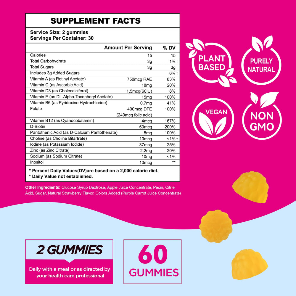 Front of the Fertility Gummies bottle with pills on white background.