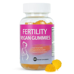 Bottle of Fertility Gummies for Women with a 60-count label.